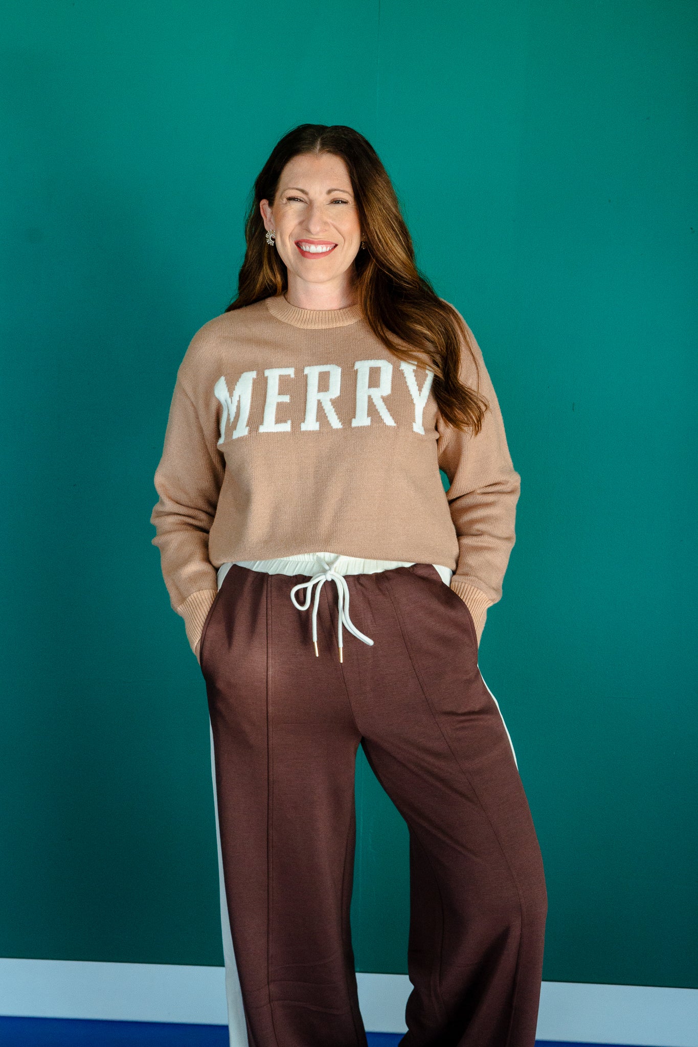 Very Merry Crewneck Sweater - Camel + Honey