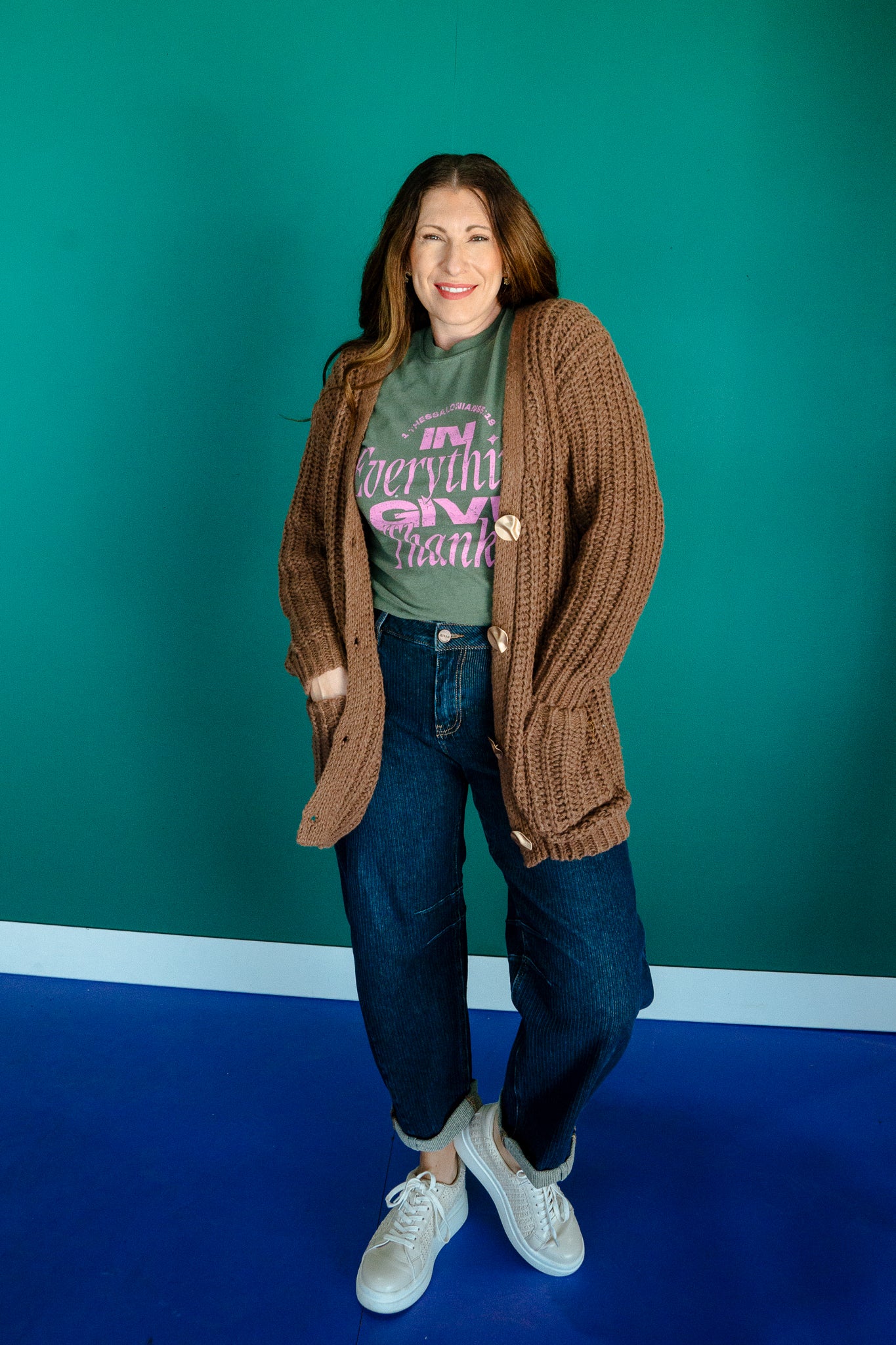 Roxy Button Down Cardigan - Light Chocolate