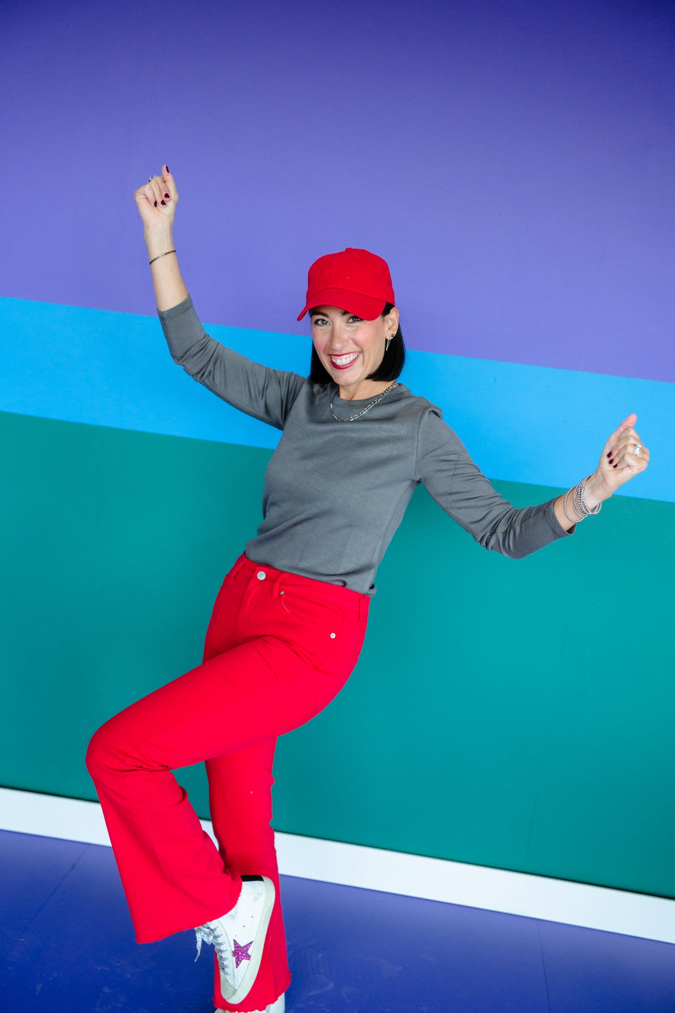 Limitless High Rise Ankle Flare Jeans - Cool Red