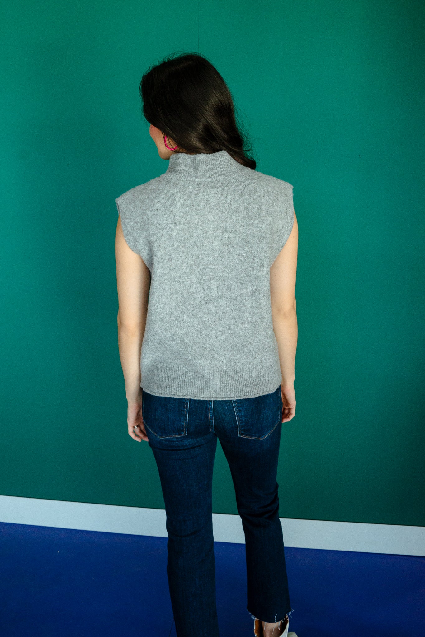 Marissa Zip Up Sweater Vest - Dove Grey