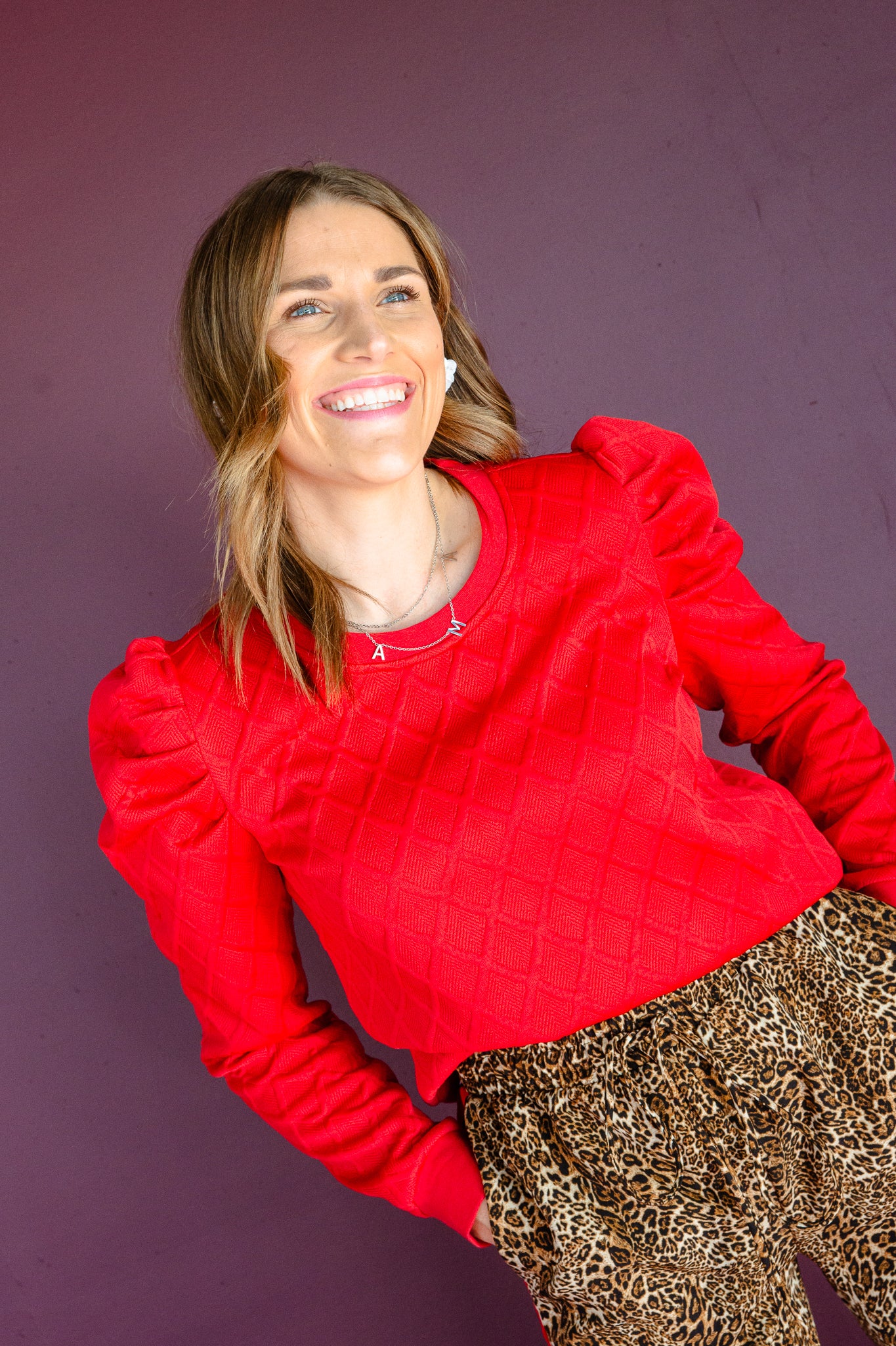 [Ellevate Basics] Phoebe Textured Puff Sleeve Top