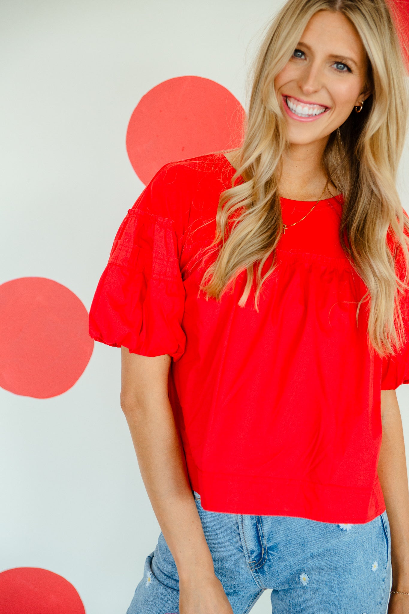 Destiny Puff Sleeve Blouse - True Red