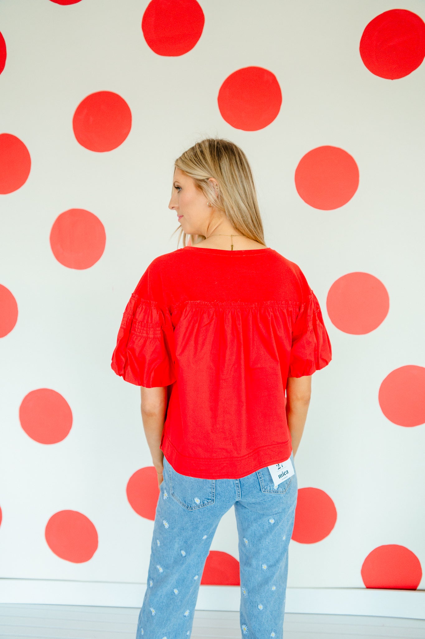Destiny Puff Sleeve Blouse - True Red