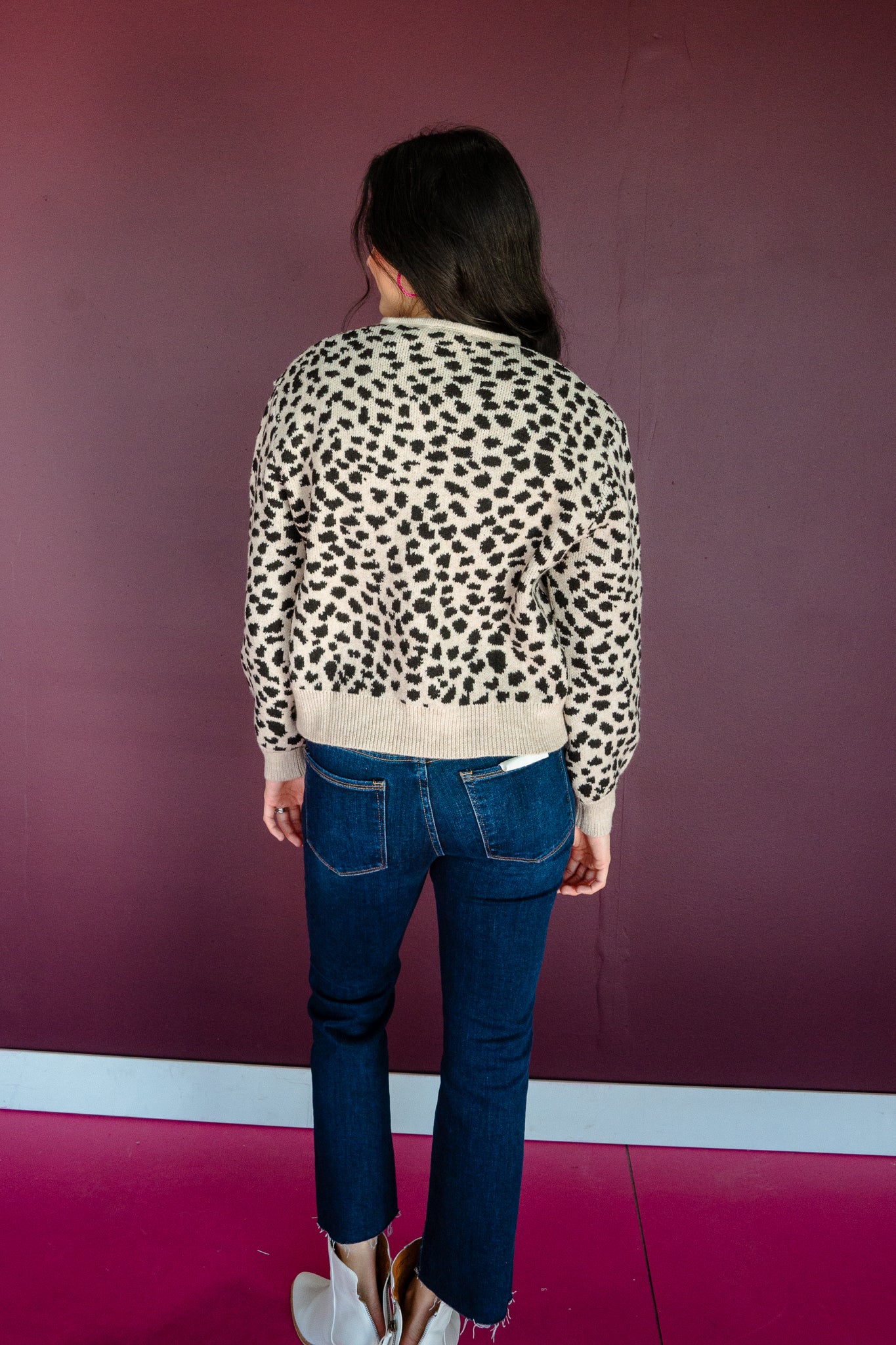 Annalyn Leopard Cardigan - Stone + Black