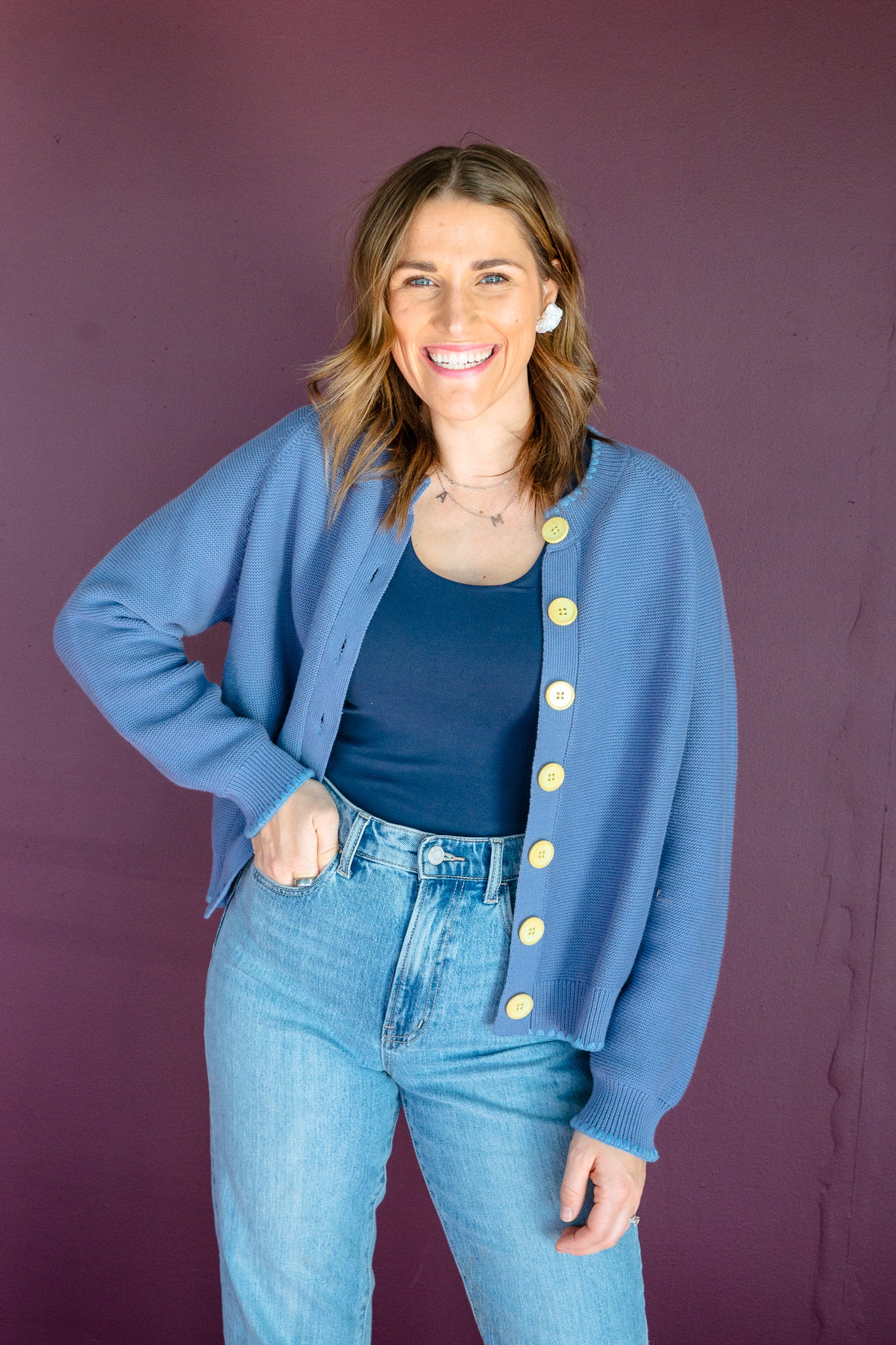 [Ellevate Basics] Joan Button Front Cardigan