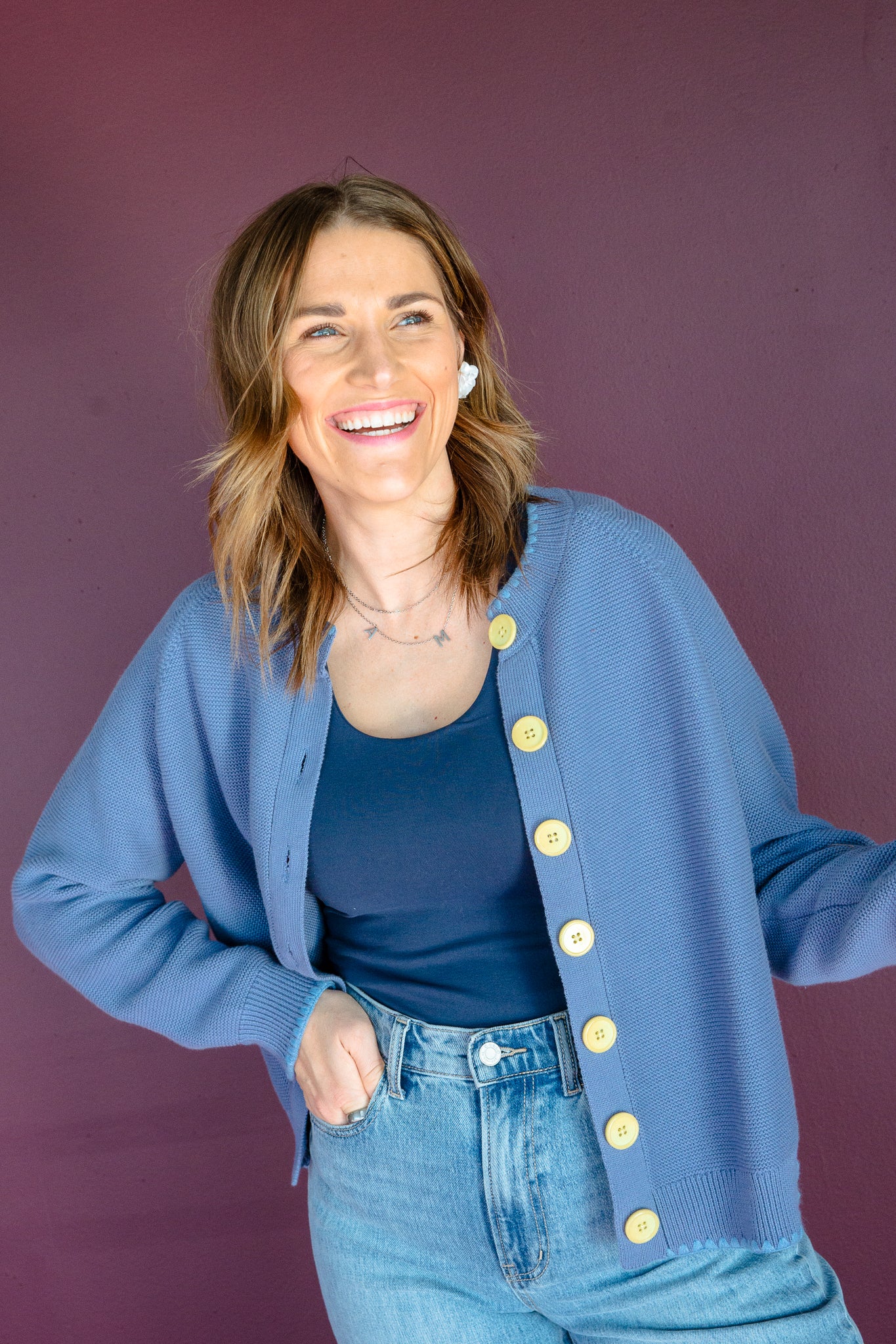 [Ellevate Basics] Joan Button Front Cardigan