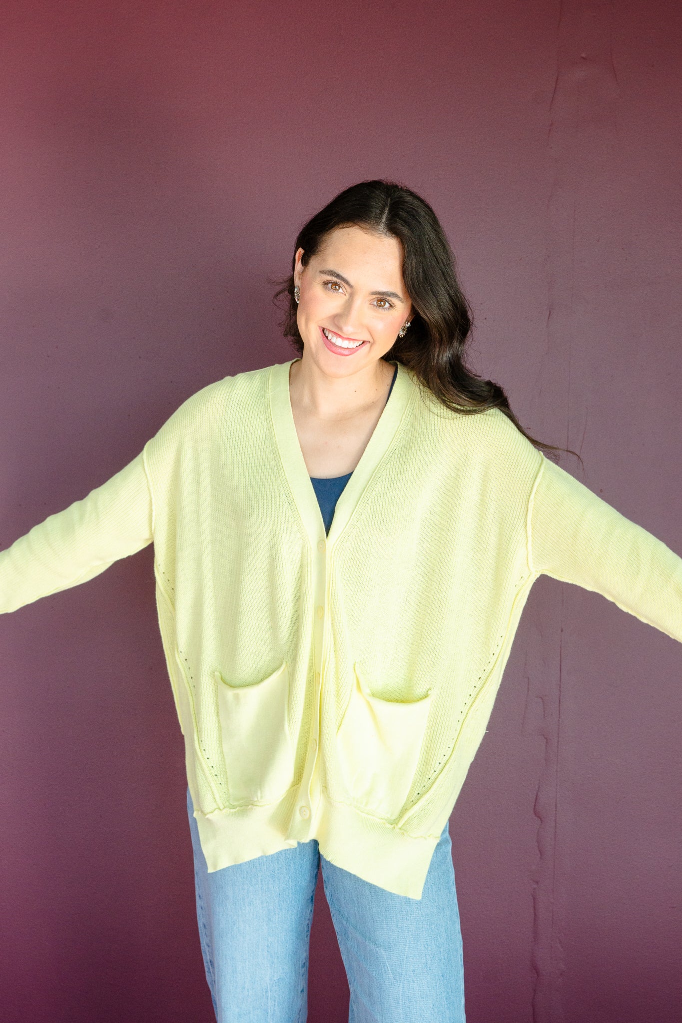 Connie Slouchy Cardigan - Acid Yellow