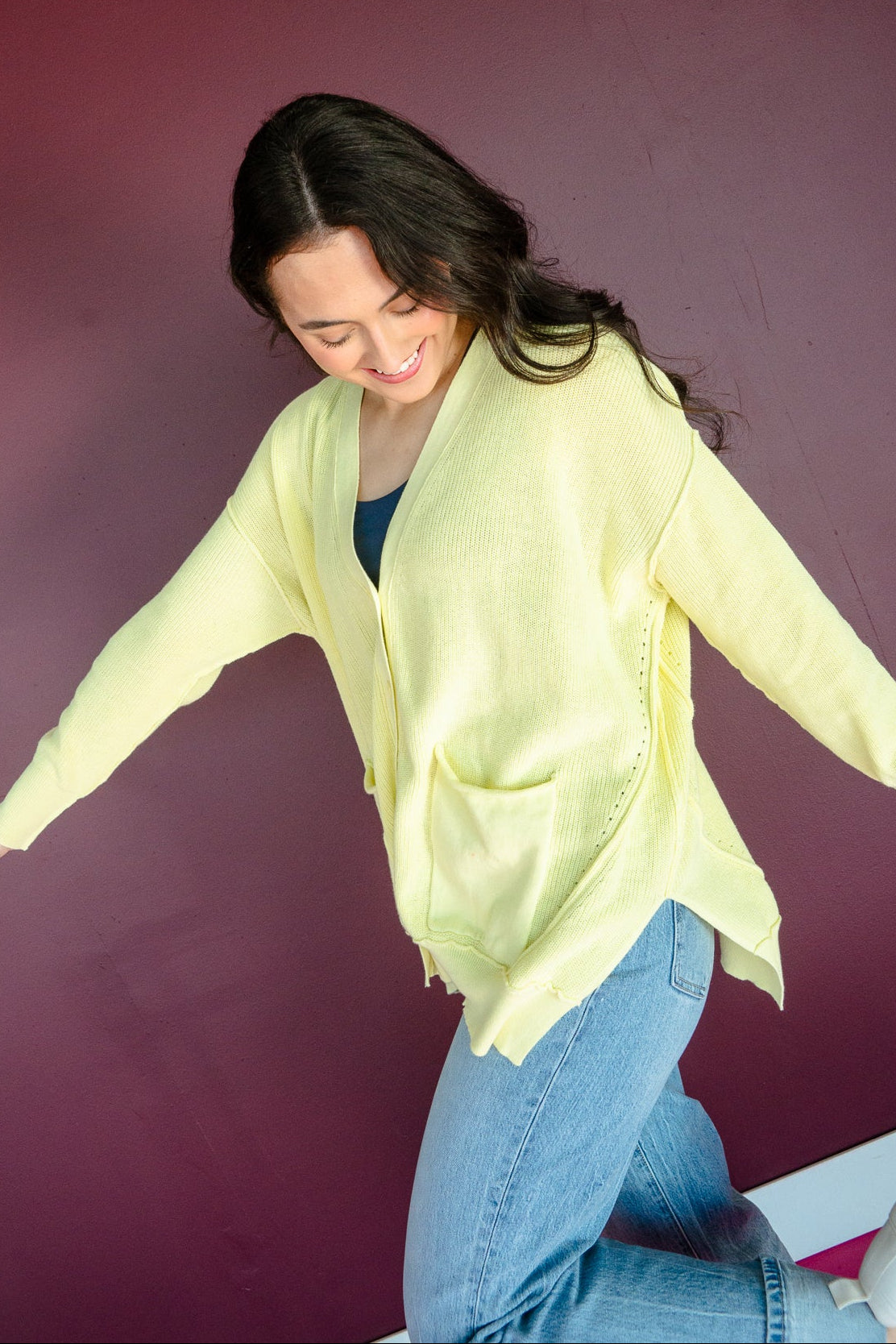 Connie Slouchy Cardigan - Acid Yellow
