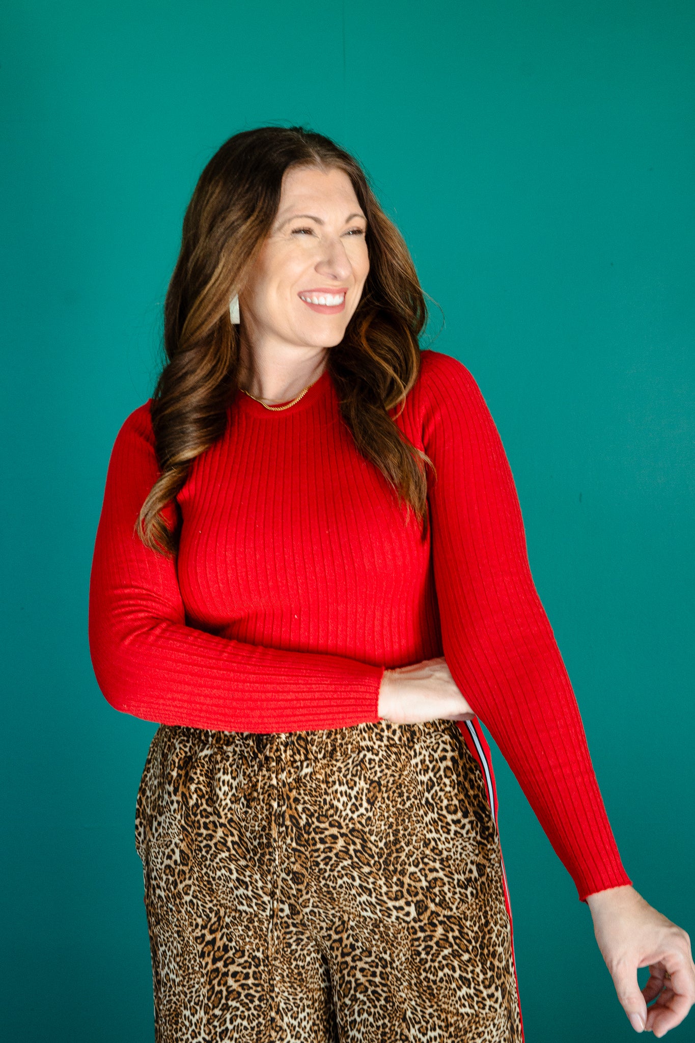 Elise Ribbed Sweater - Brick