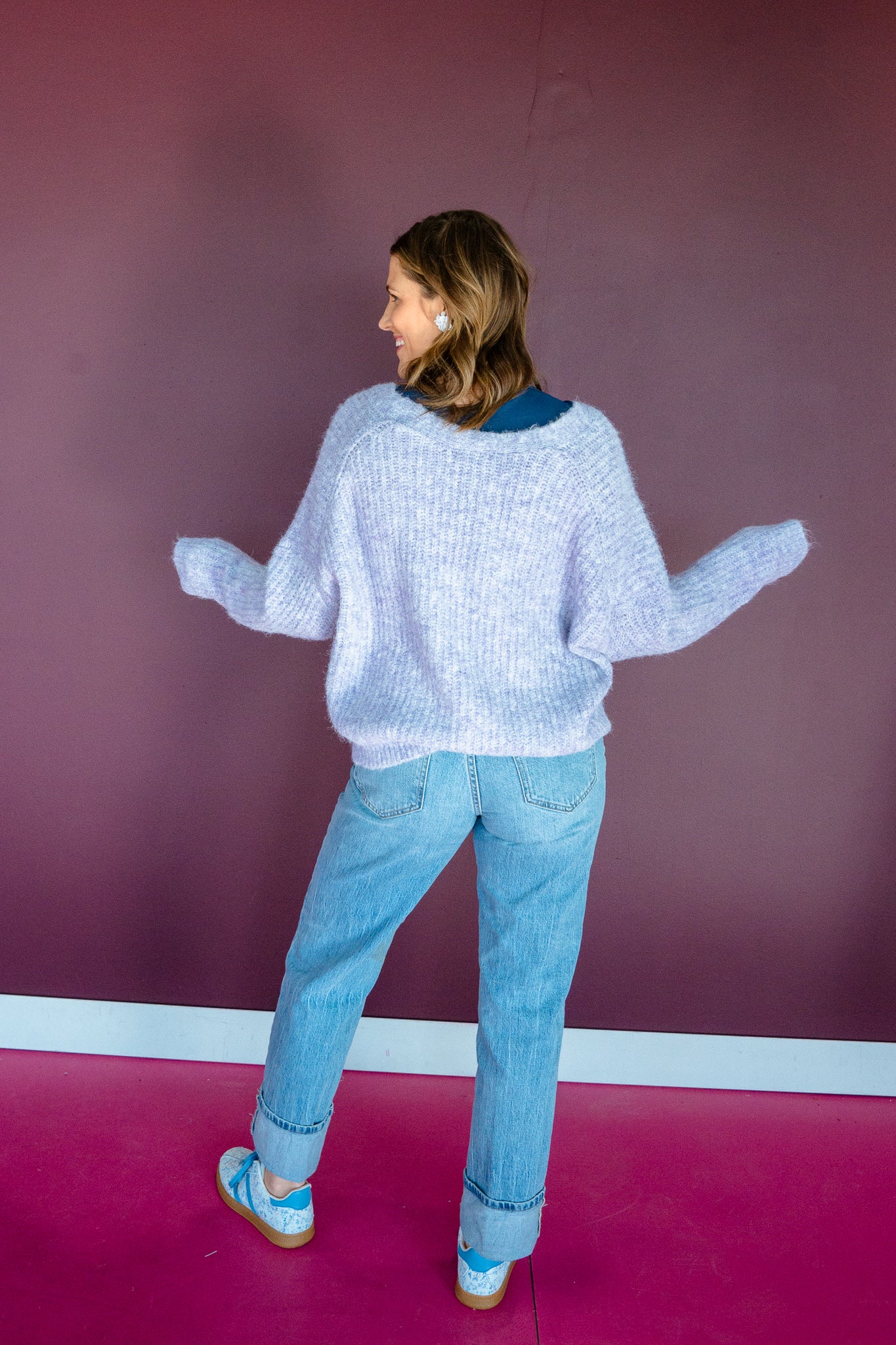 Rochelle Button Down Cardigan - Lavender