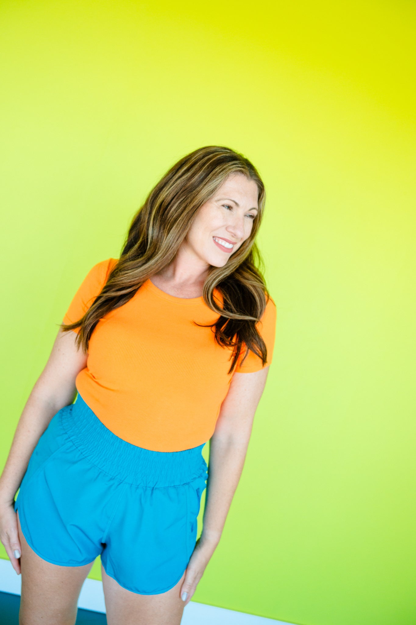 Freya Ribbed Knit Tee - Saffron