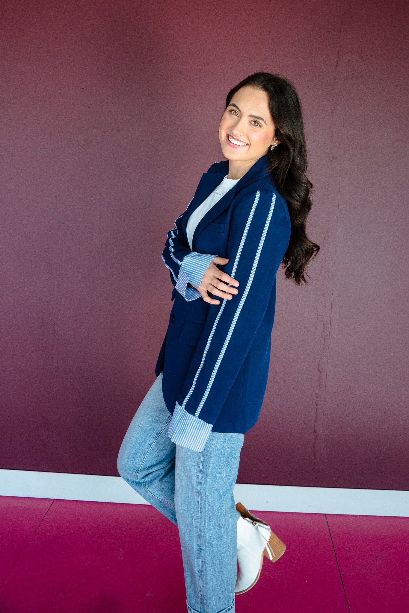 Ellie Blazer Jacket - Navy