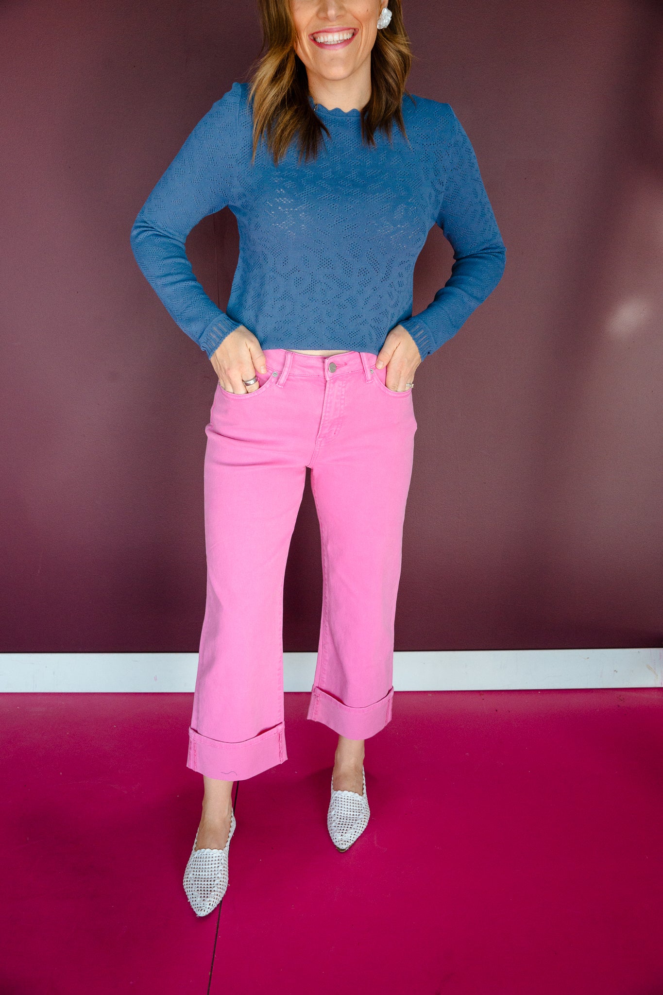 Willa Wide Leg Jeans - Cool Pink
