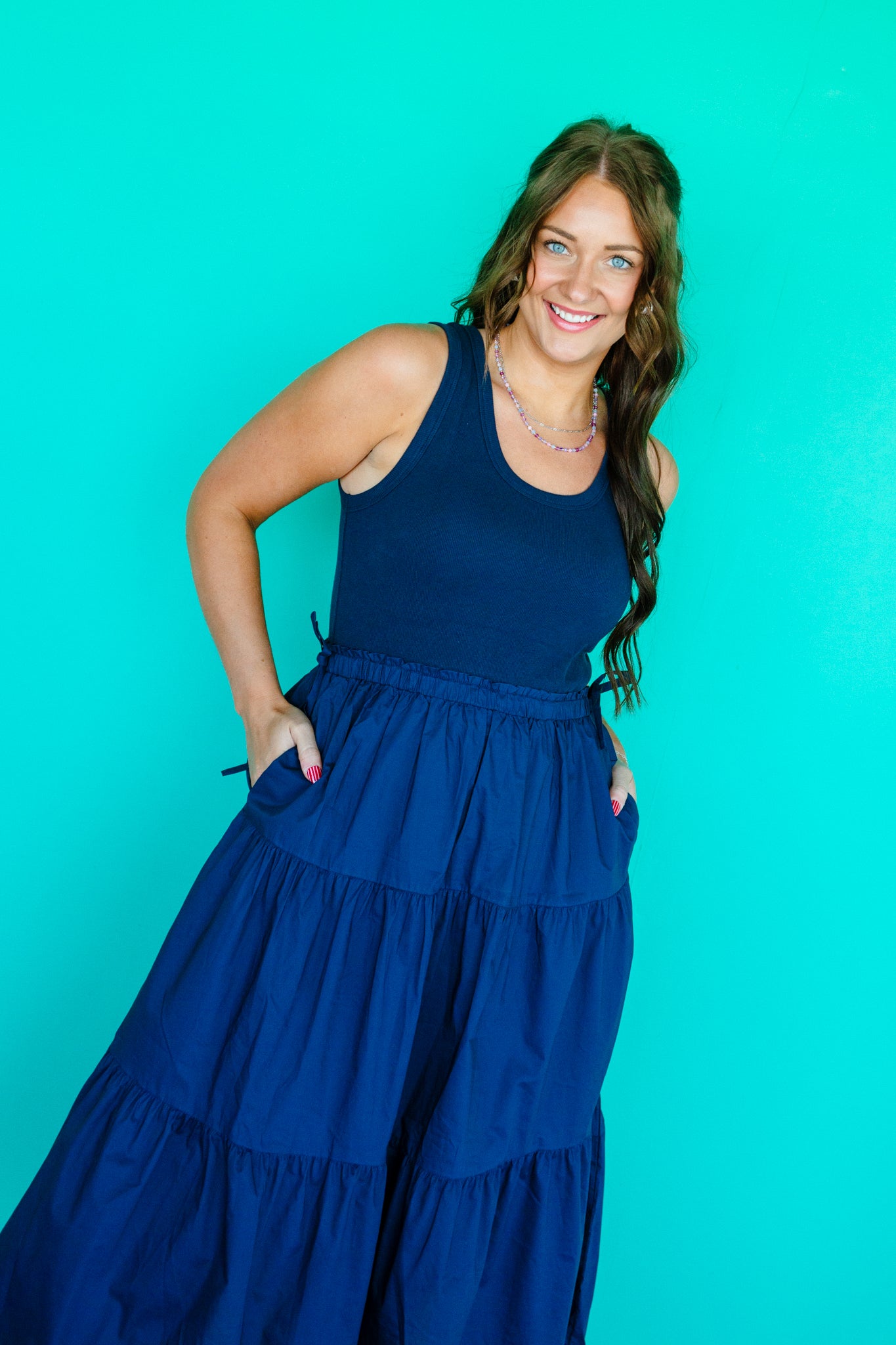 Shania Sleeveless Midi Dress - Dark Navy