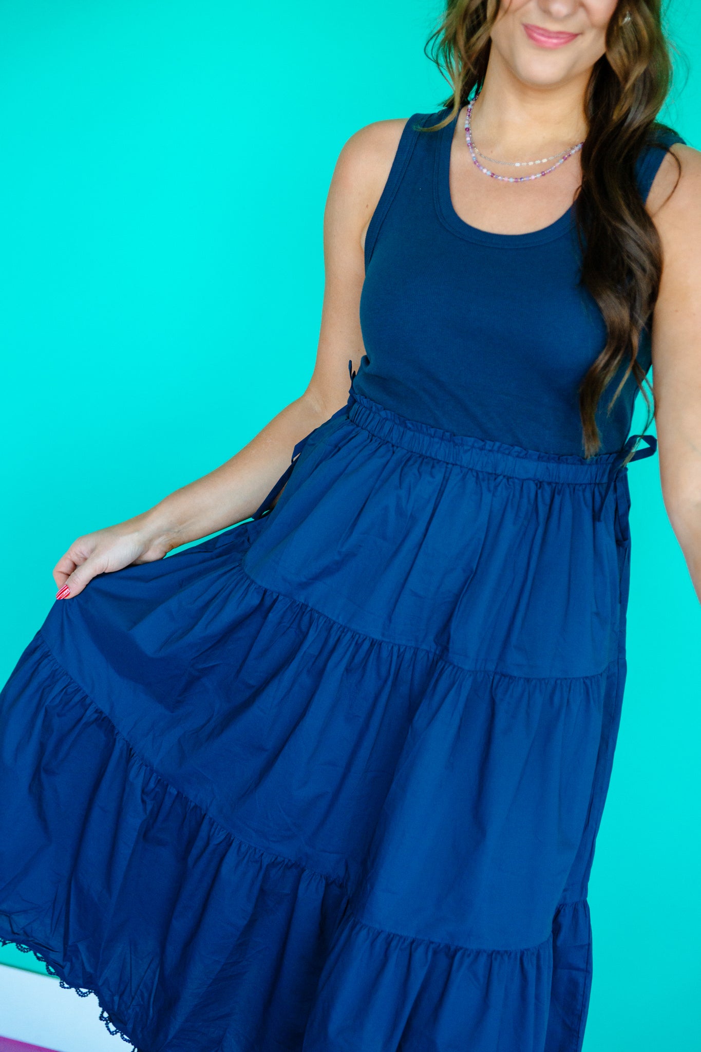 Shania Sleeveless Midi Dress - Dark Navy