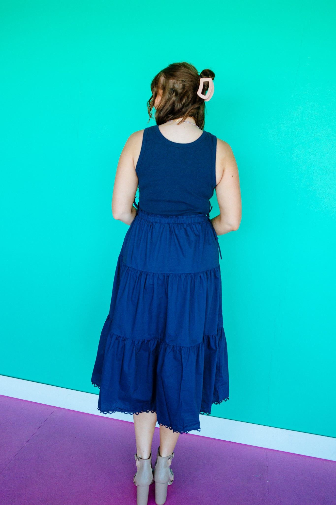 Shania Sleeveless Midi Dress - Dark Navy