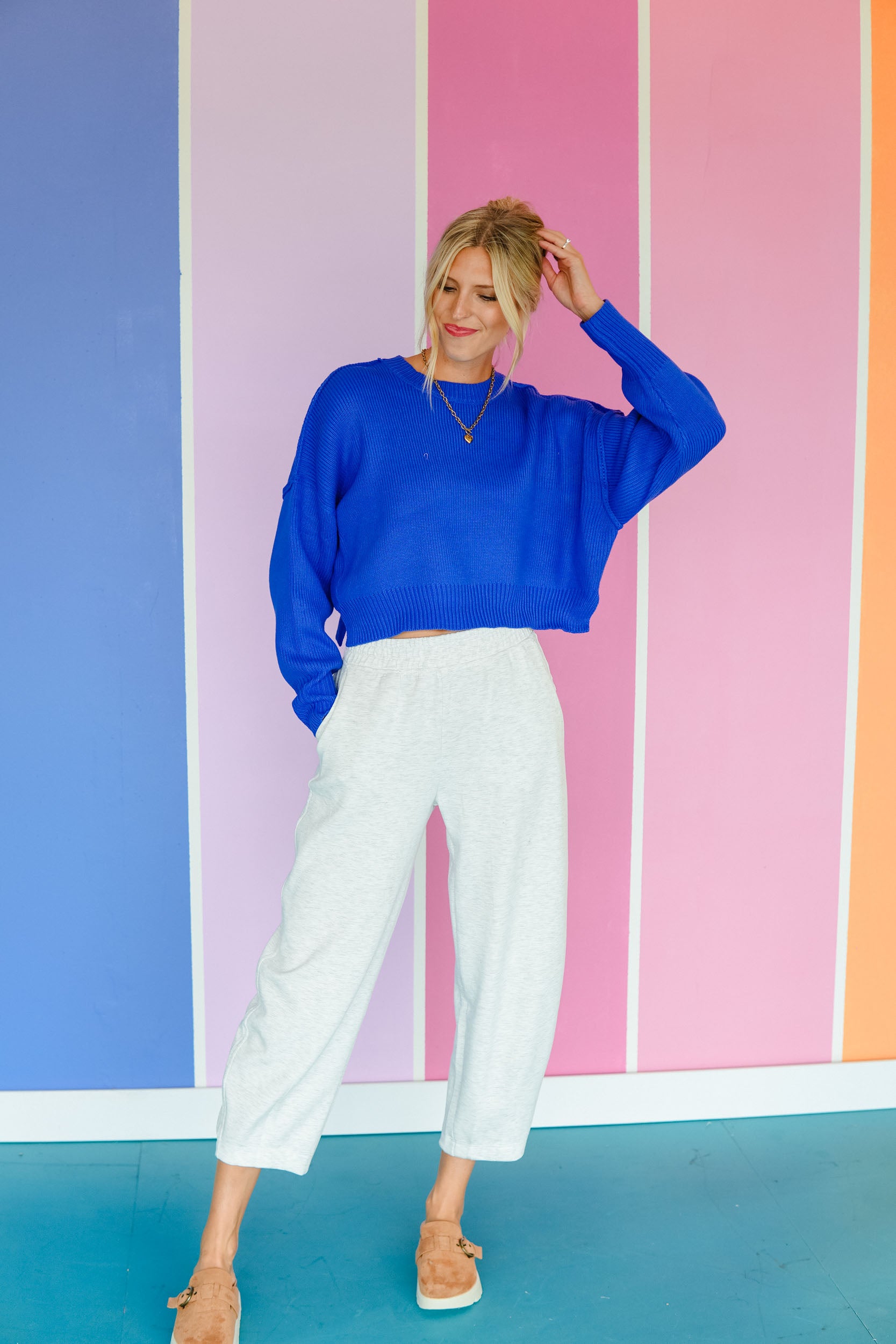 On the Agenda Crewneck Sweater - Bright Navy