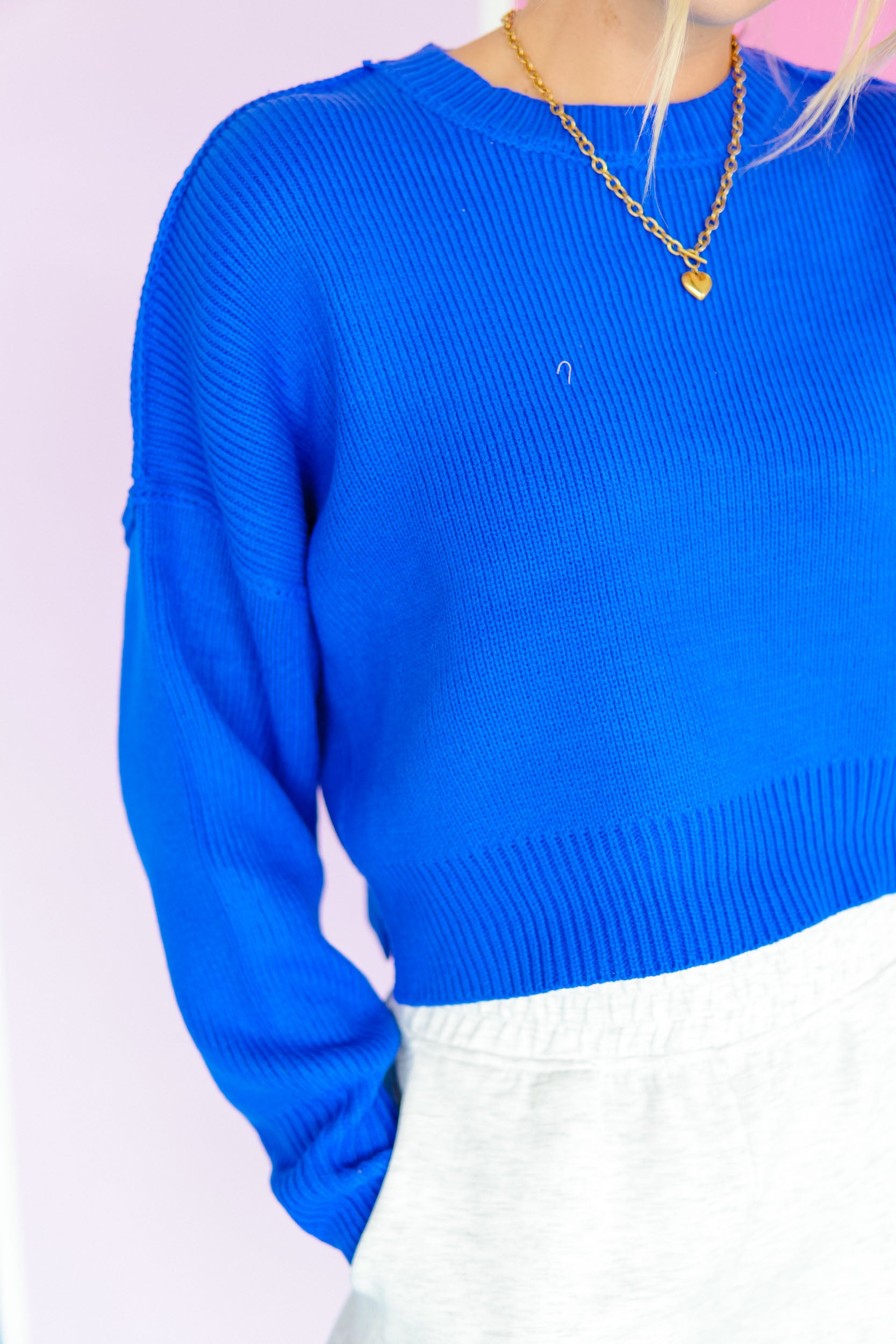 On the Agenda Crewneck Sweater - Bright Navy