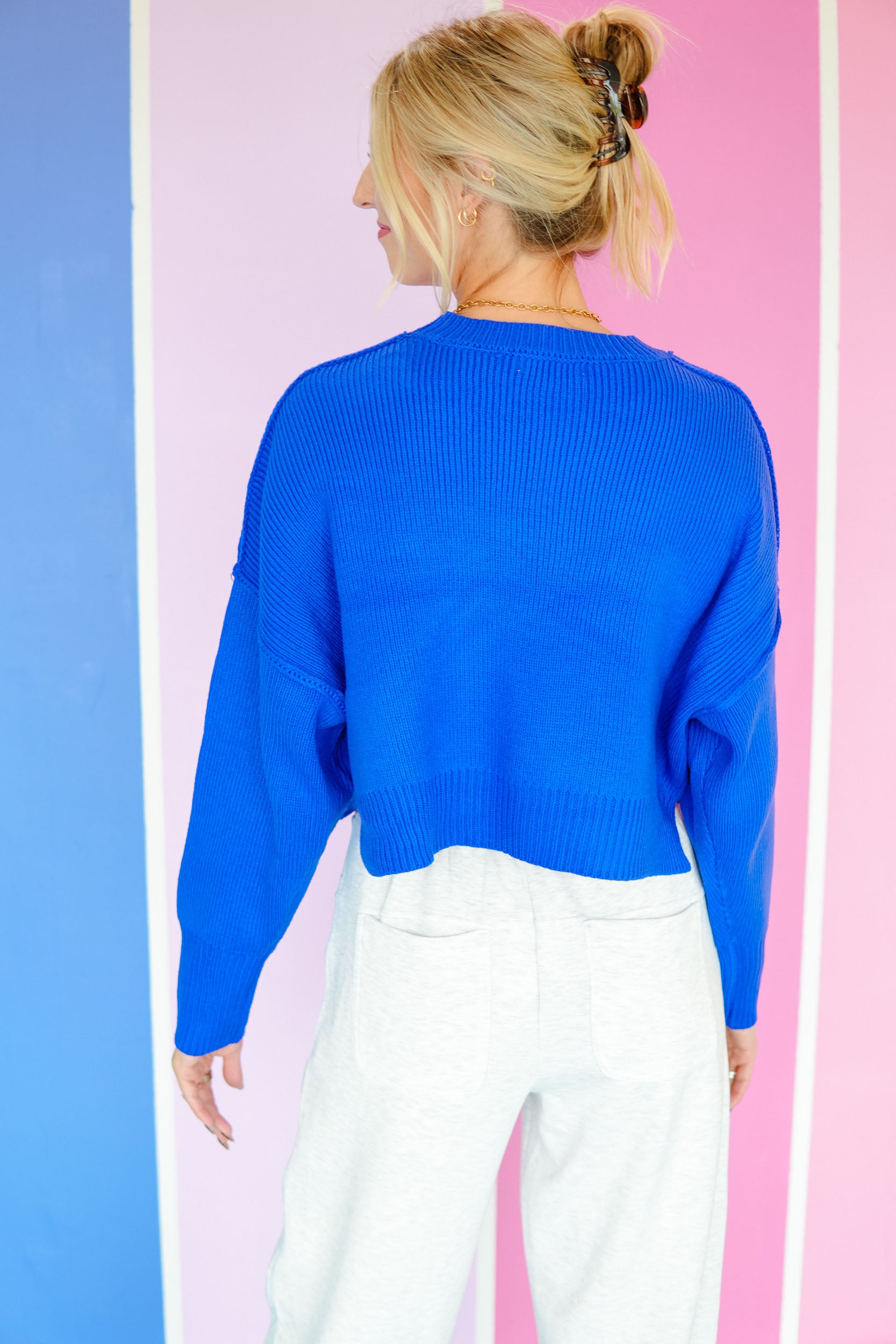 On the Agenda Crewneck Sweater - Bright Navy