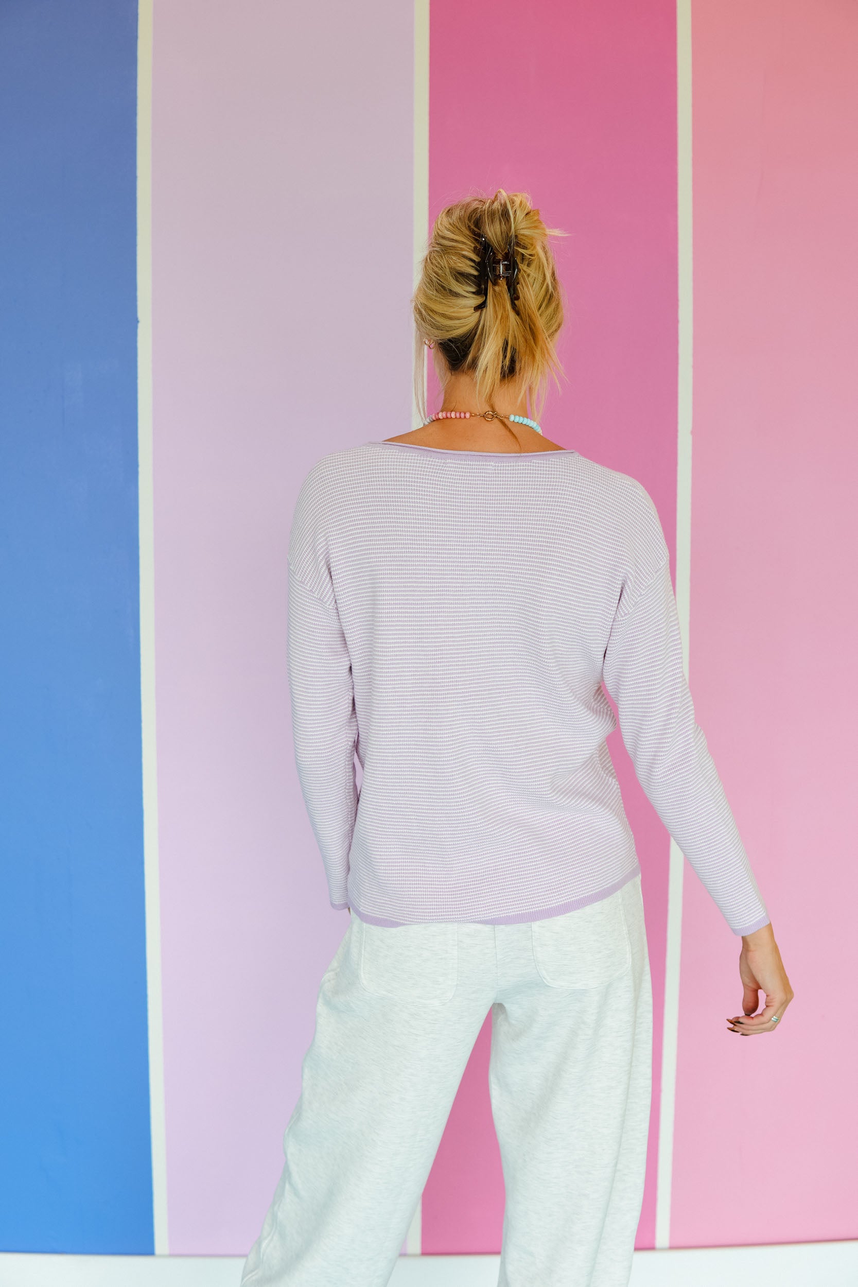For Keeps Wide Neck Crew Sweater - Lavender