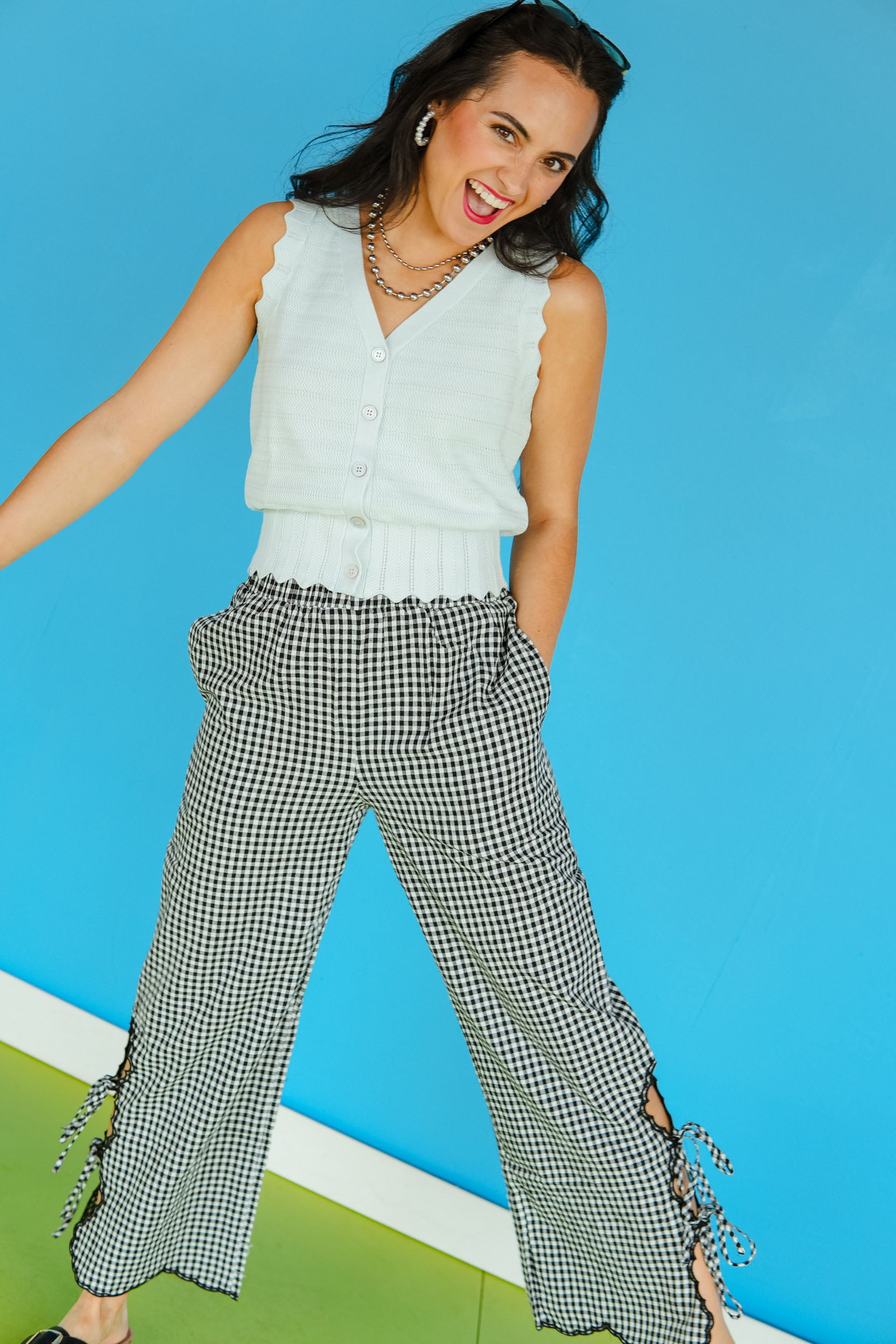 After Hours Gingham Pants - Black