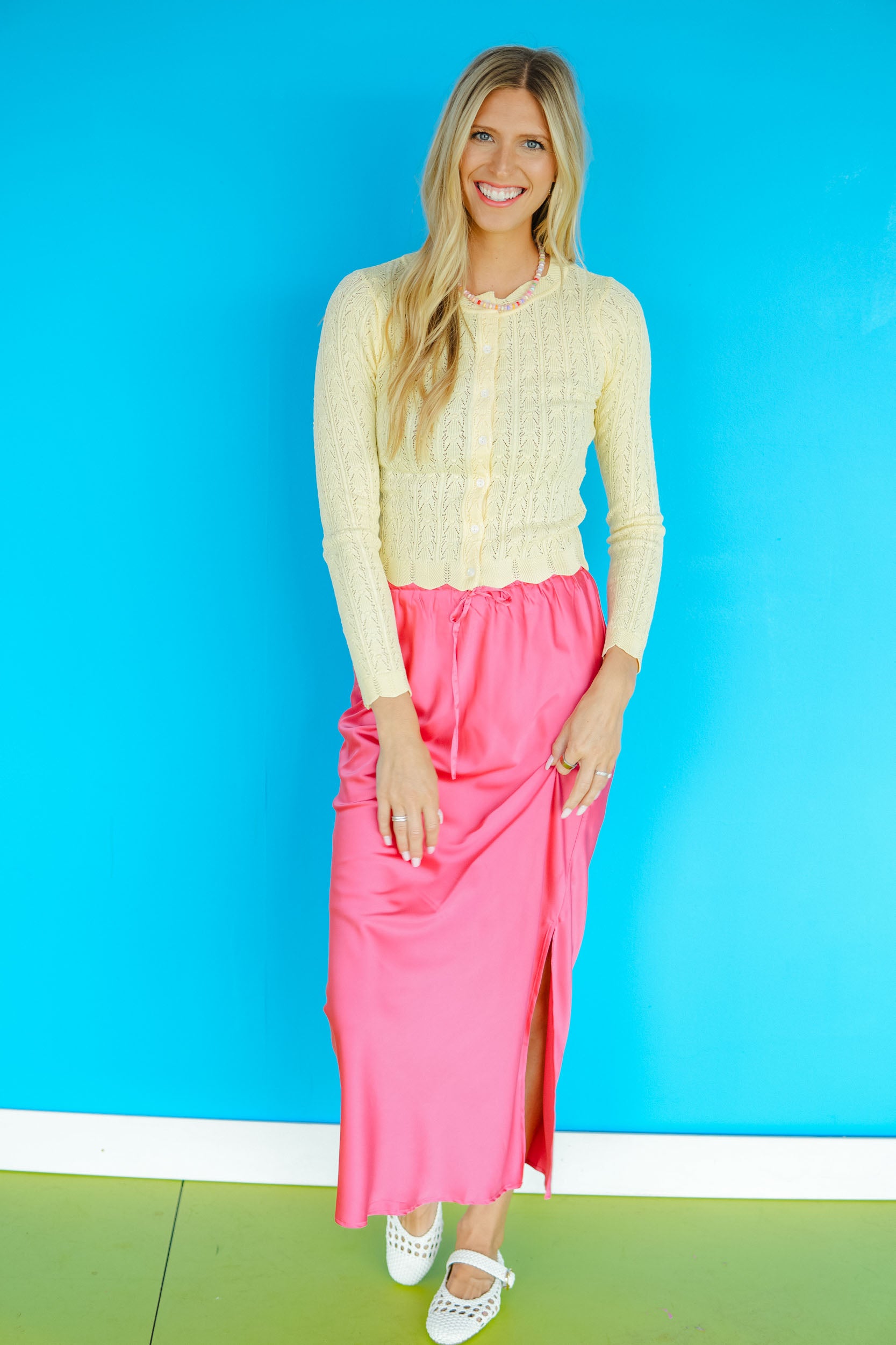 Veronica Satin Skirt - Deep Flamingo Pink