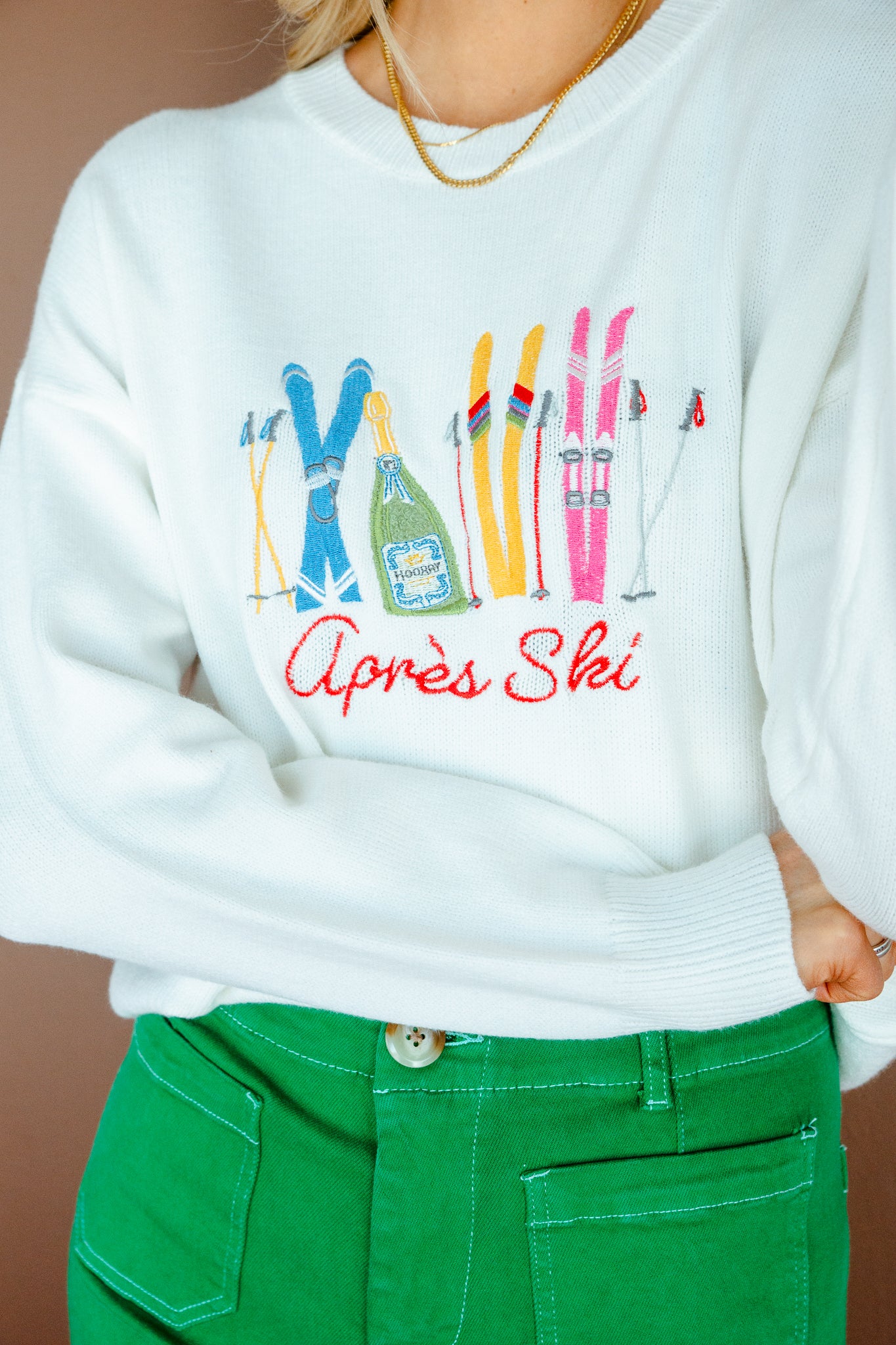 Fresh Powder Embroidered Ski Sweater - Off White