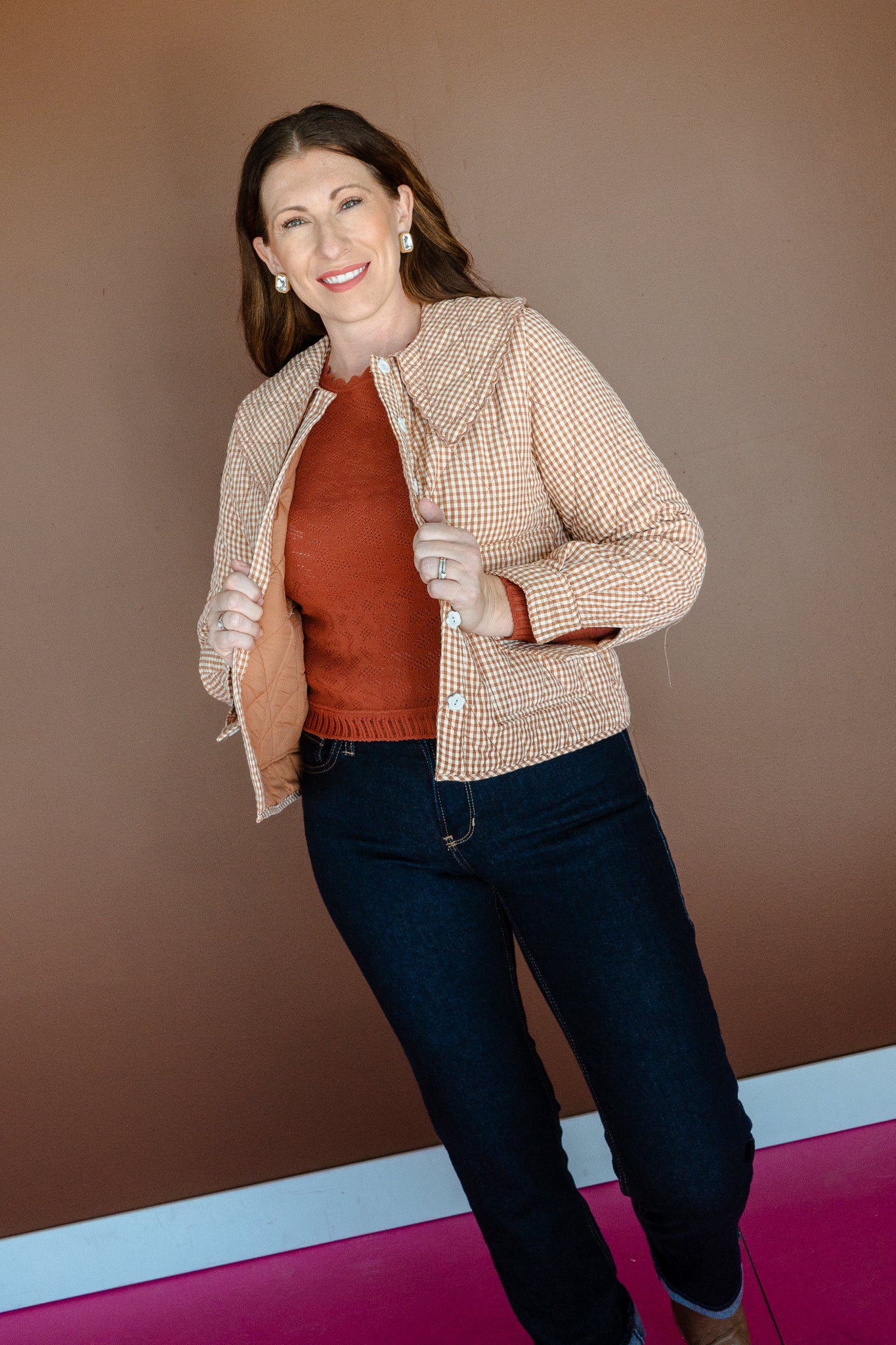 Madelyn Peter Pan Collared Jacket - Cinnamon + Cream