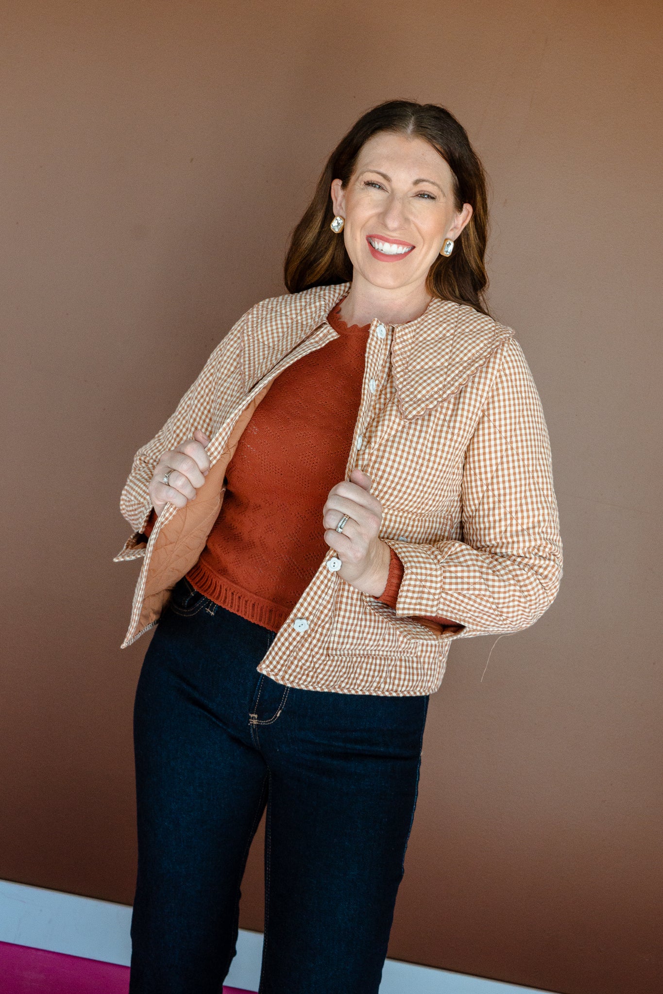 Madelyn Peter Pan Collared Jacket - Cinnamon + Cream