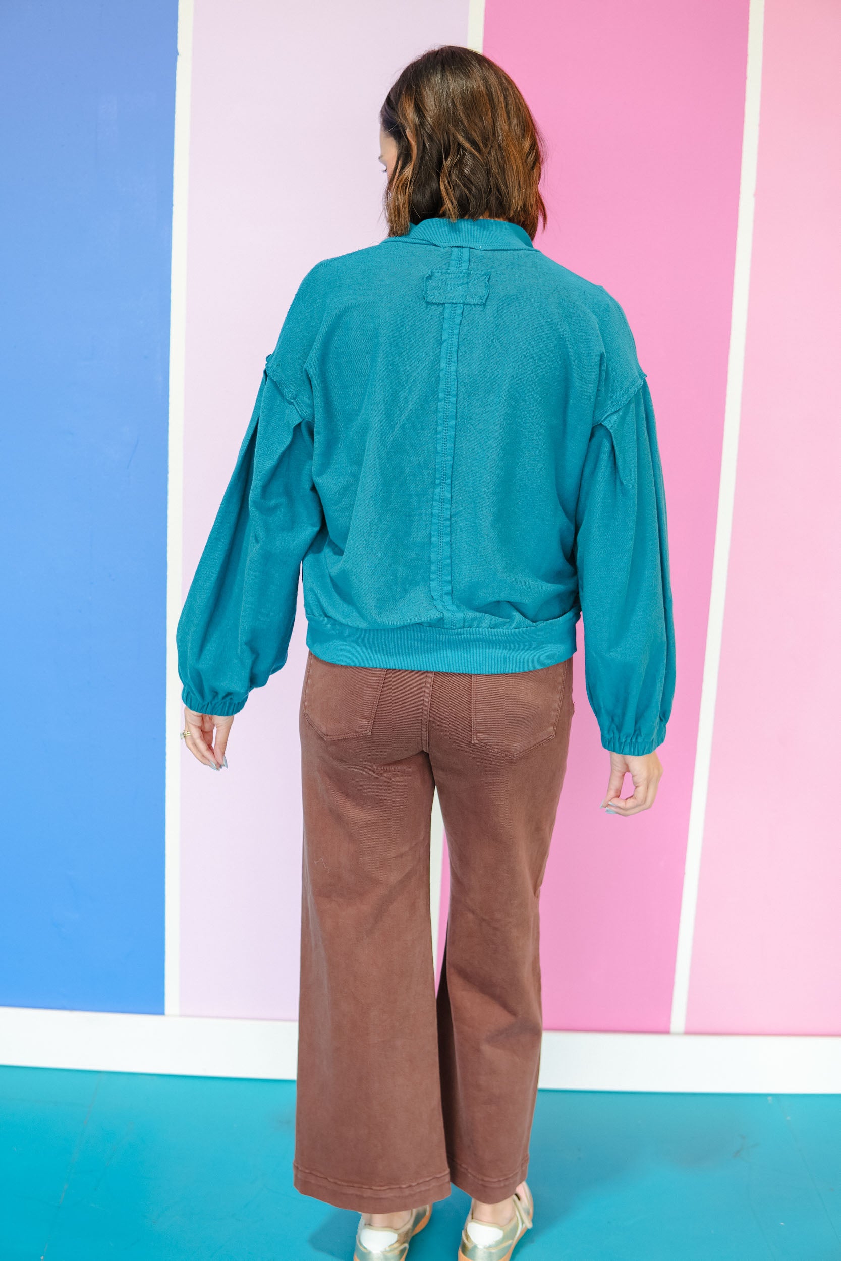 Tiegan Constrast Cardigan - Kingfisher