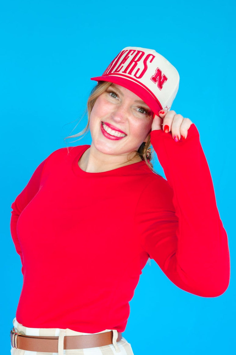 Gameday Husker Hat - Cream + Red