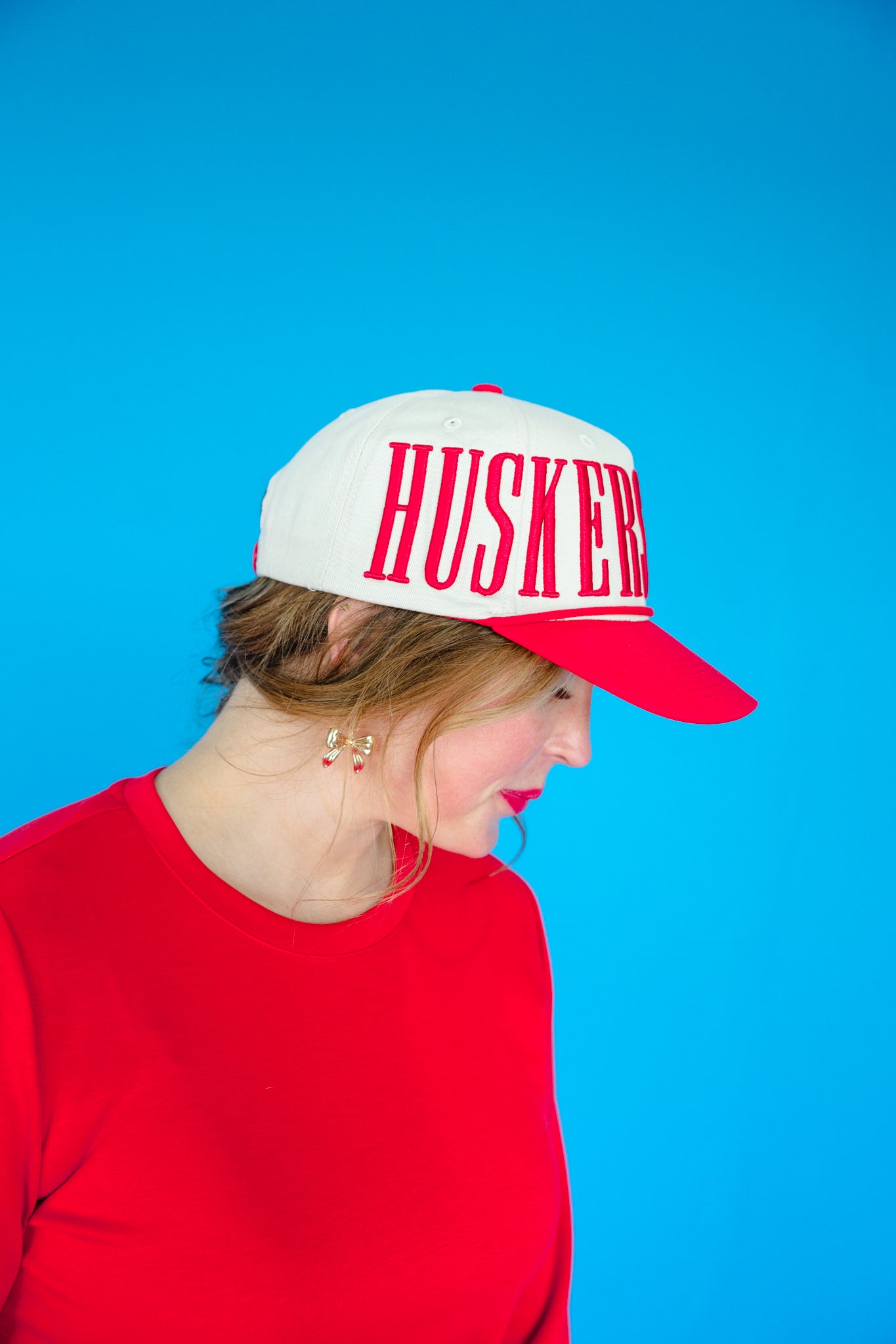 Gameday Husker Hat - Cream + Red