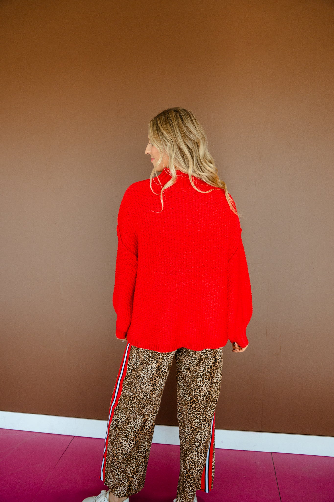 Fiona Oversized Textured Sweater - True Red
