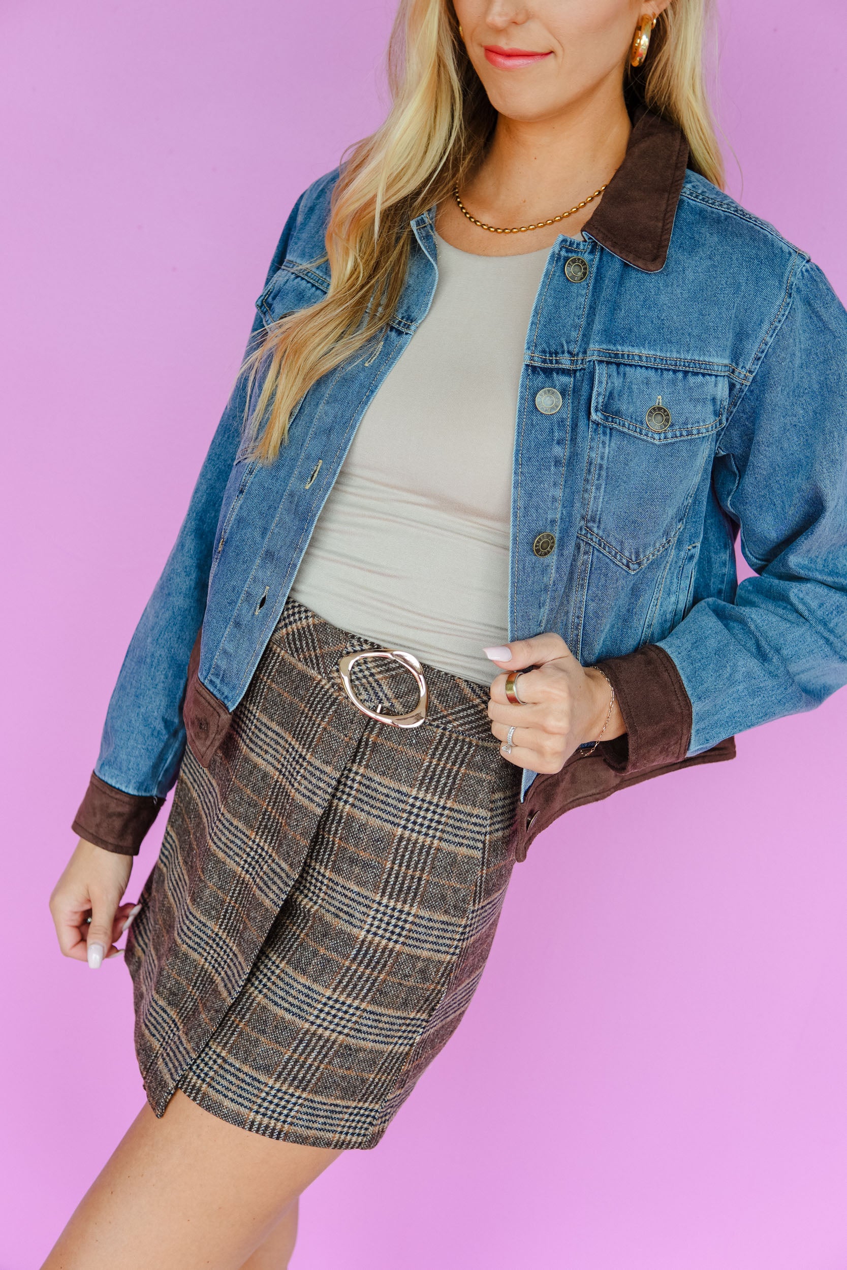 Out and About Plaid Skirt - Dark Brown + Coffee