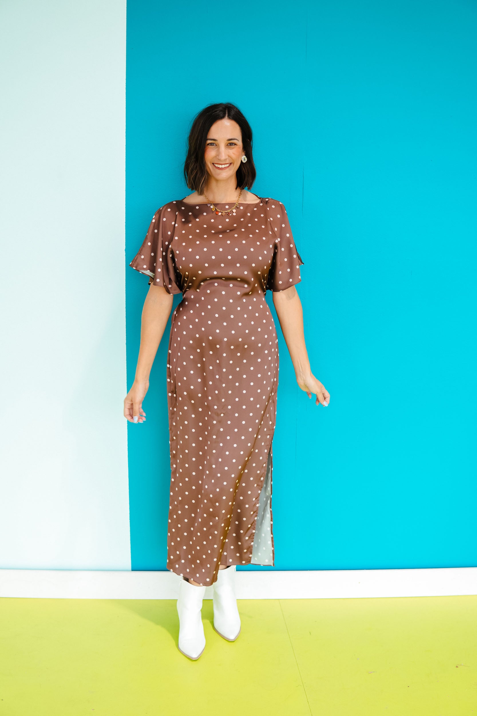 Timeless Polka Dot Maxi Dress - Coffee + Oyster
