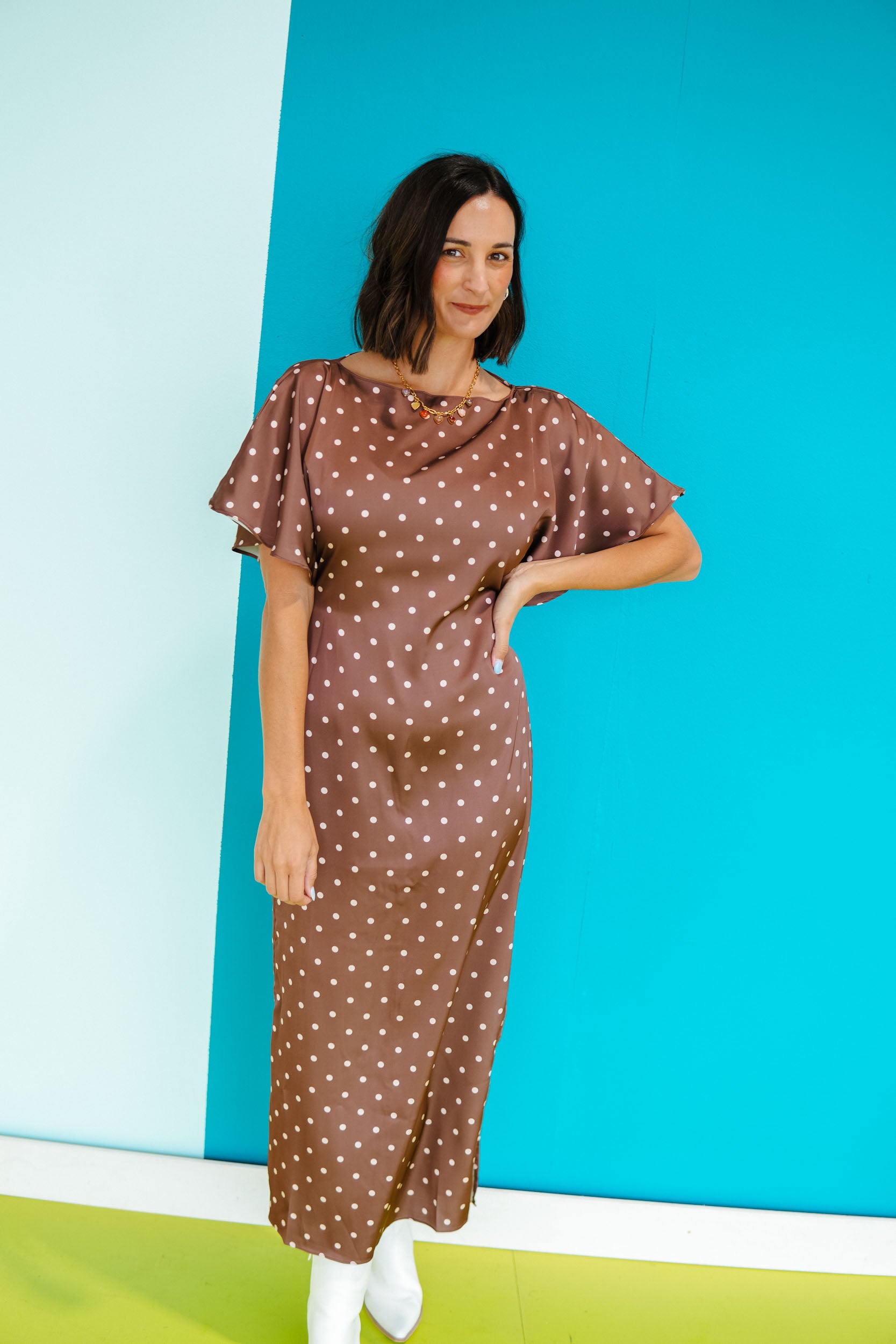 Timeless Polka Dot Maxi Dress - Coffee + Oyster