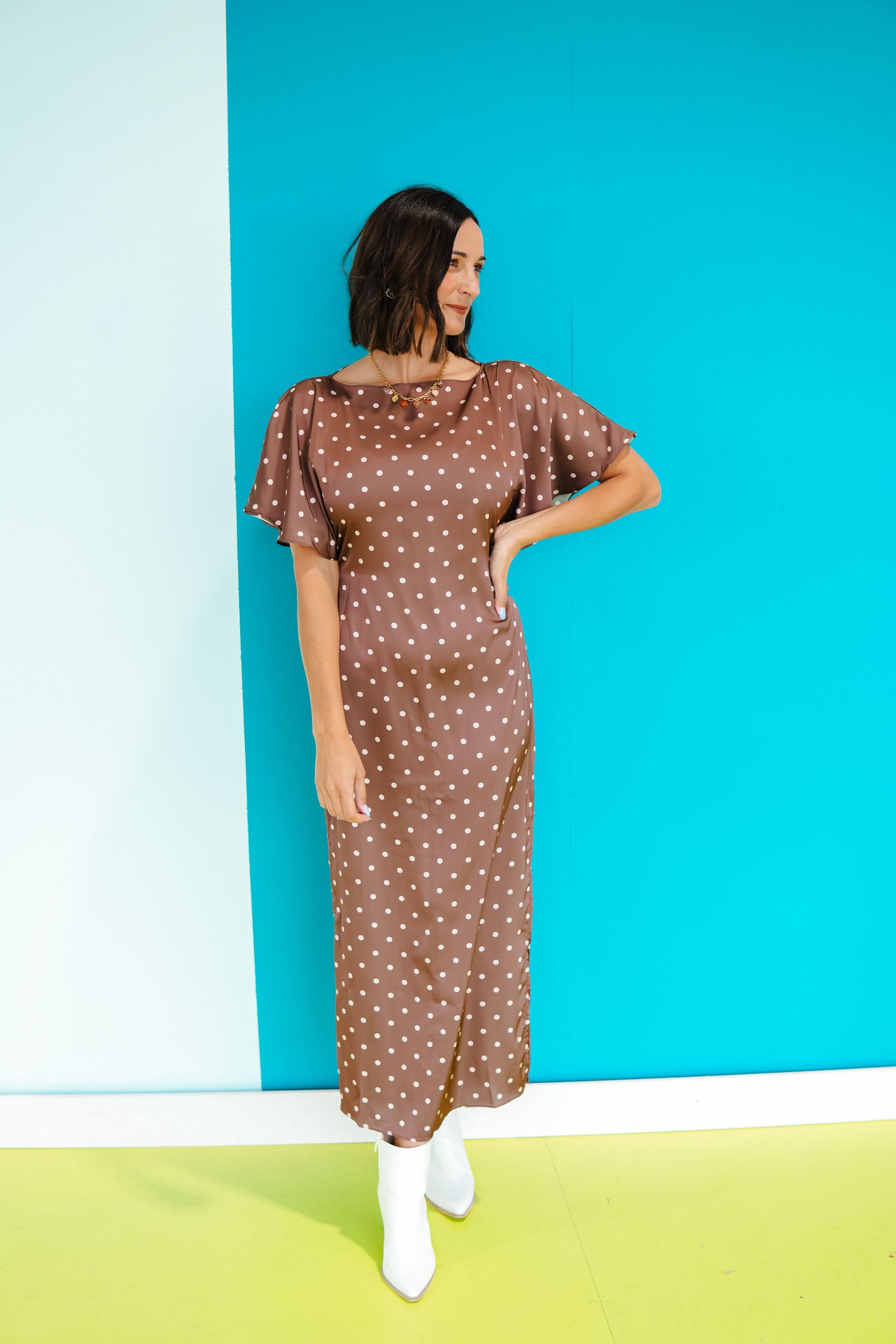 Timeless Polka Dot Maxi Dress - Coffee + Oyster