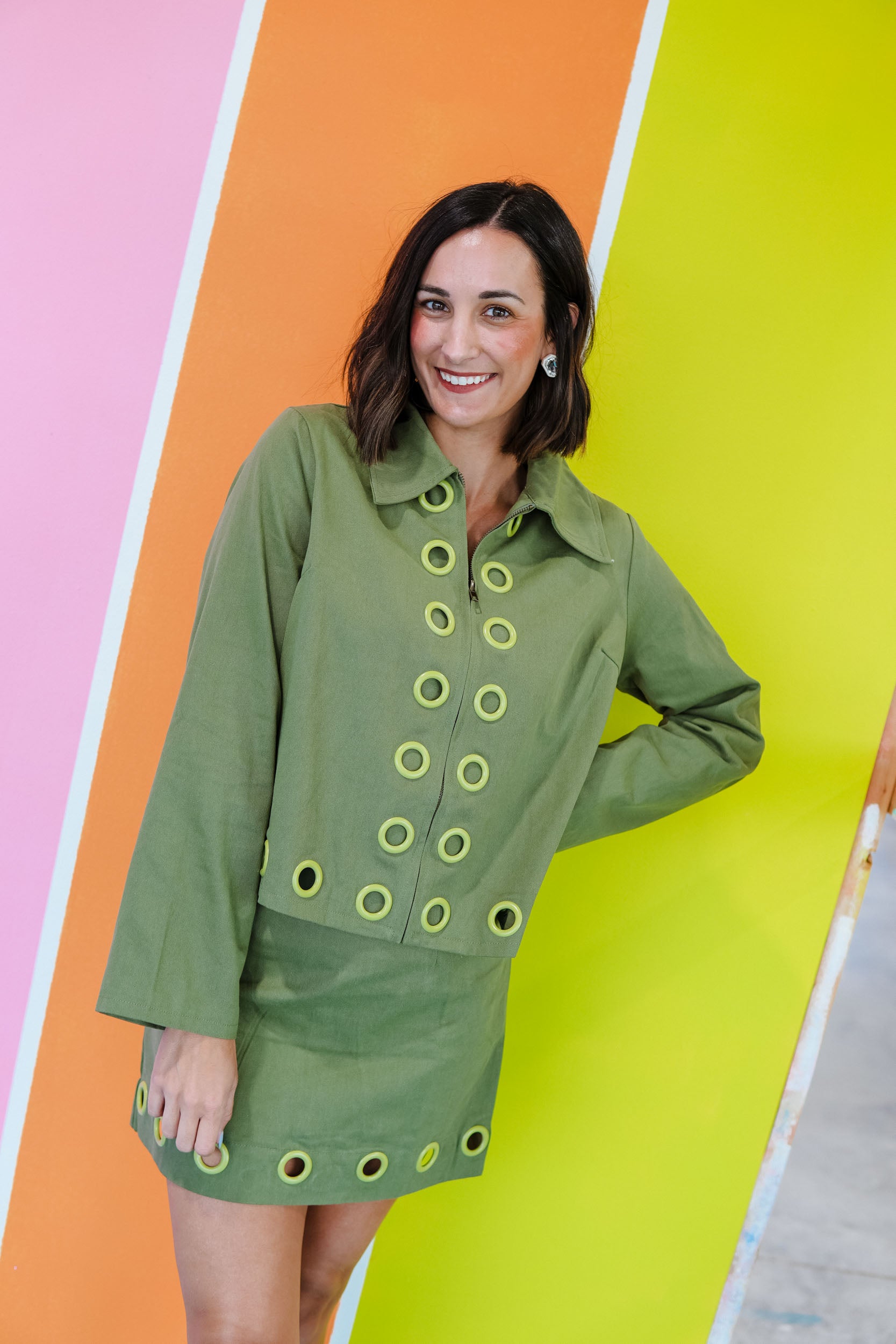Olive Orchard Embellished Jacket - Moss