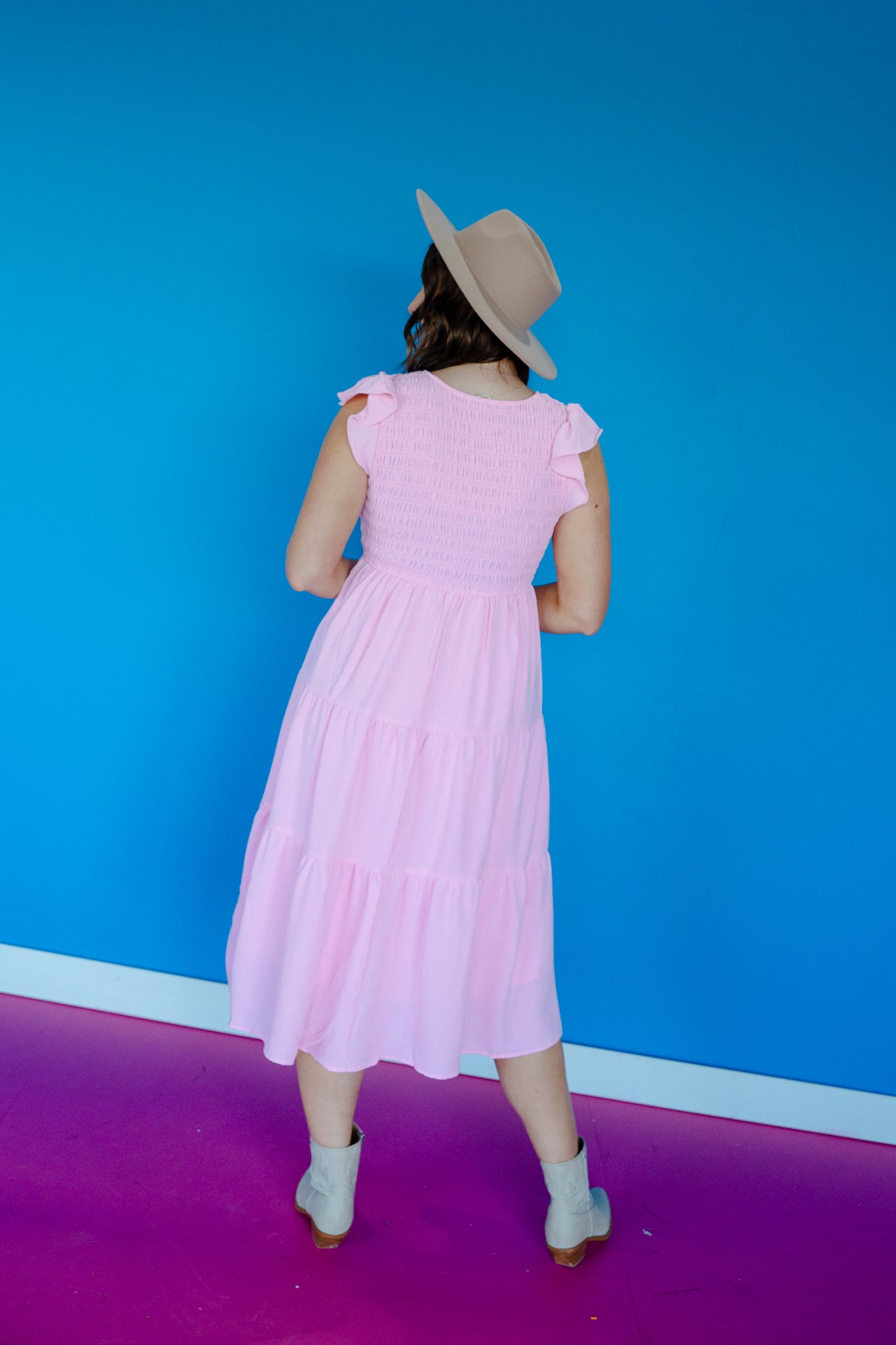 Shauna V-Neck Smocked Midi Dress