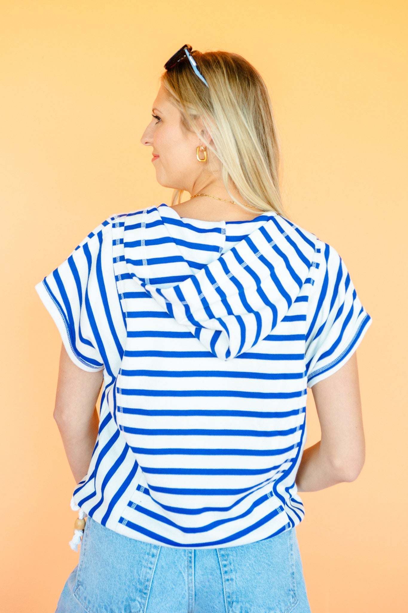 Bellamy Striped Pullover - Cream + Bright Navy