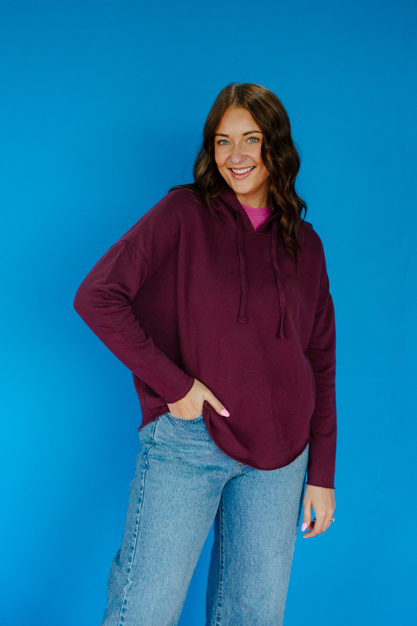 Calista Raw Hem Hoodie