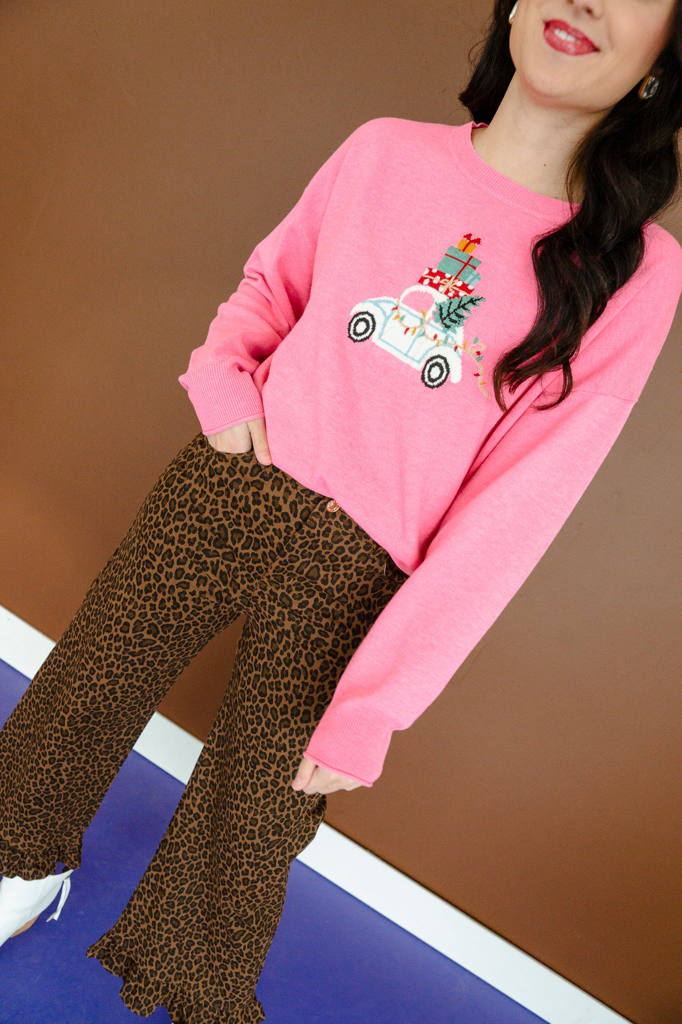 Hollie Graphic Crewneck Sweater - Spring Pink