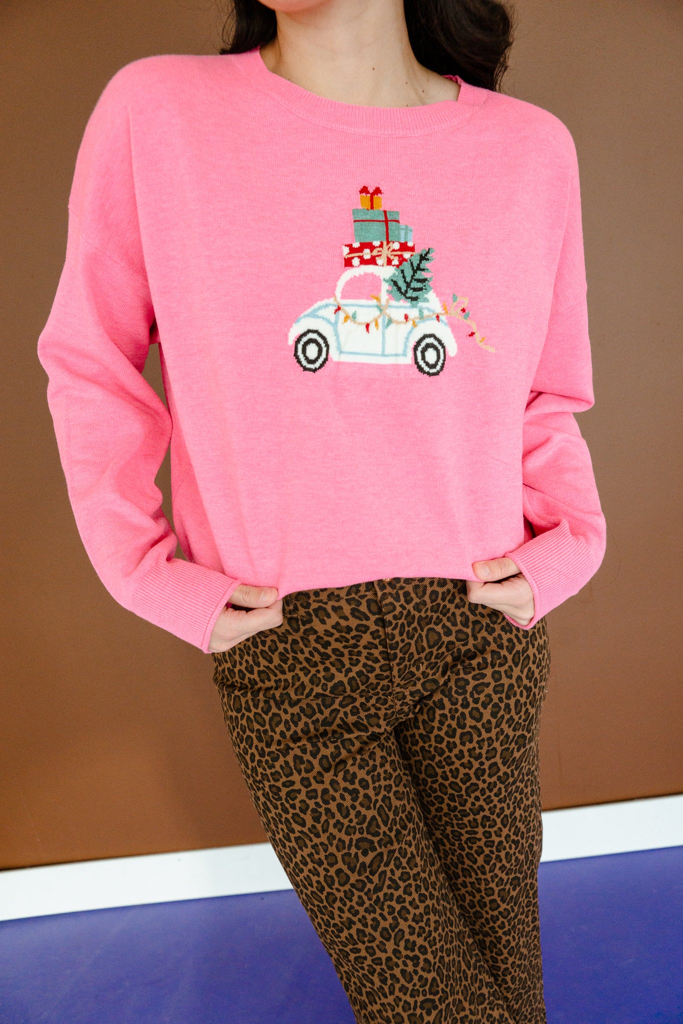 Hollie Graphic Crewneck Sweater - Spring Pink