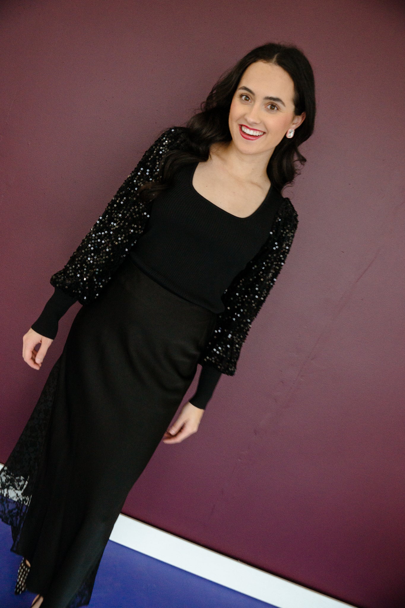 Marquise Sequin Sleeve Blouse