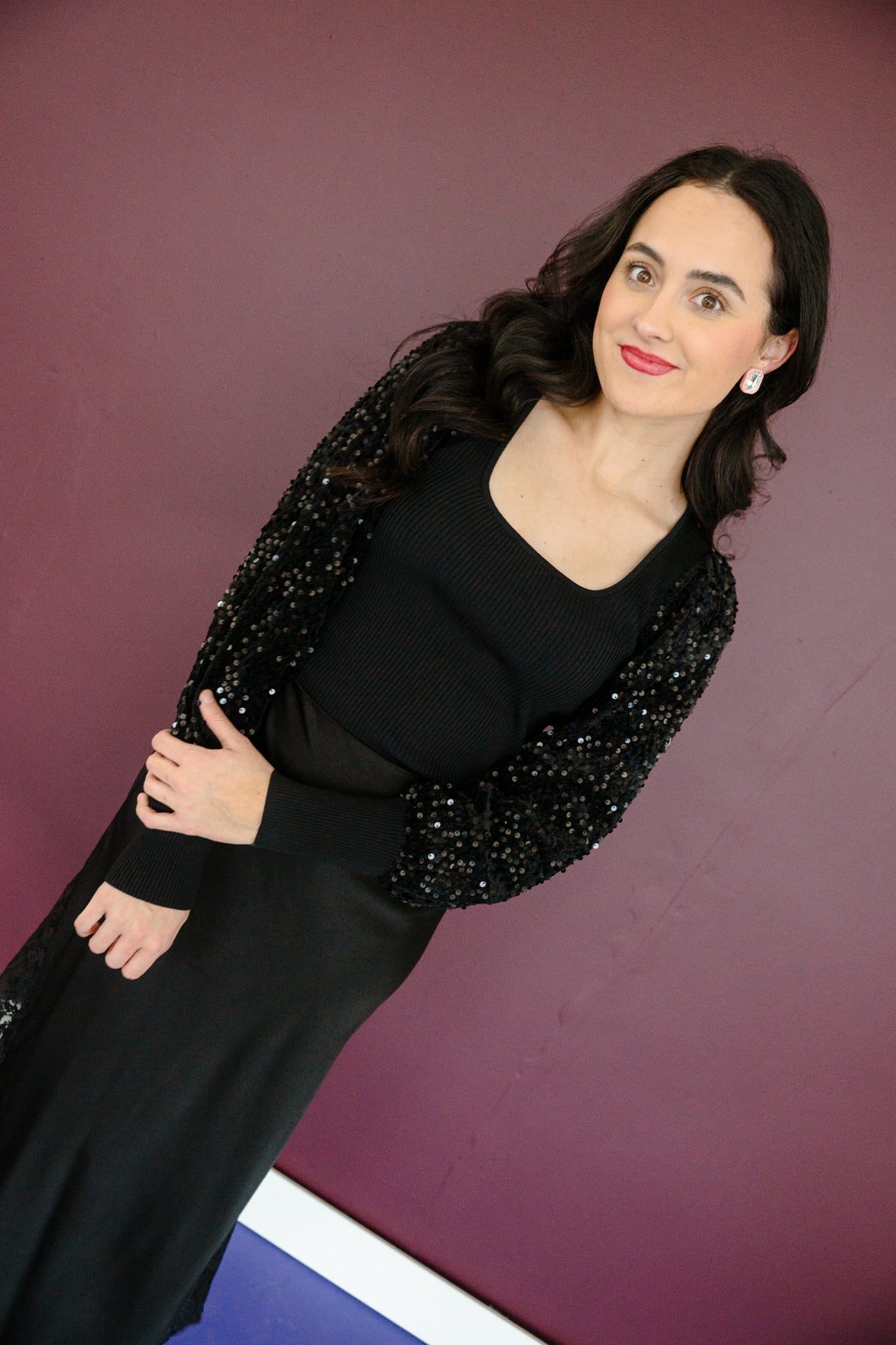 Marquise Sequin Sleeve Blouse