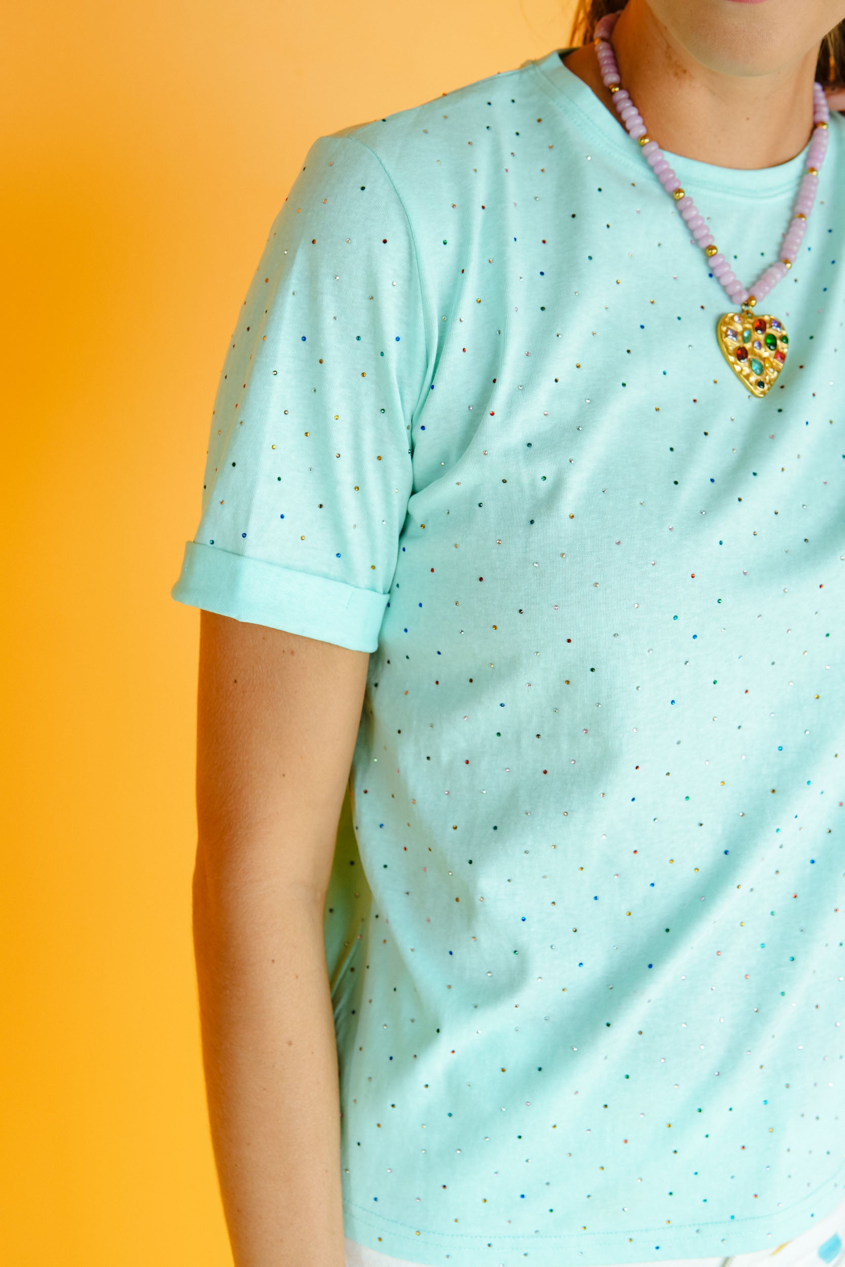 Born to Dazzle Rhinestone Tee - Mint