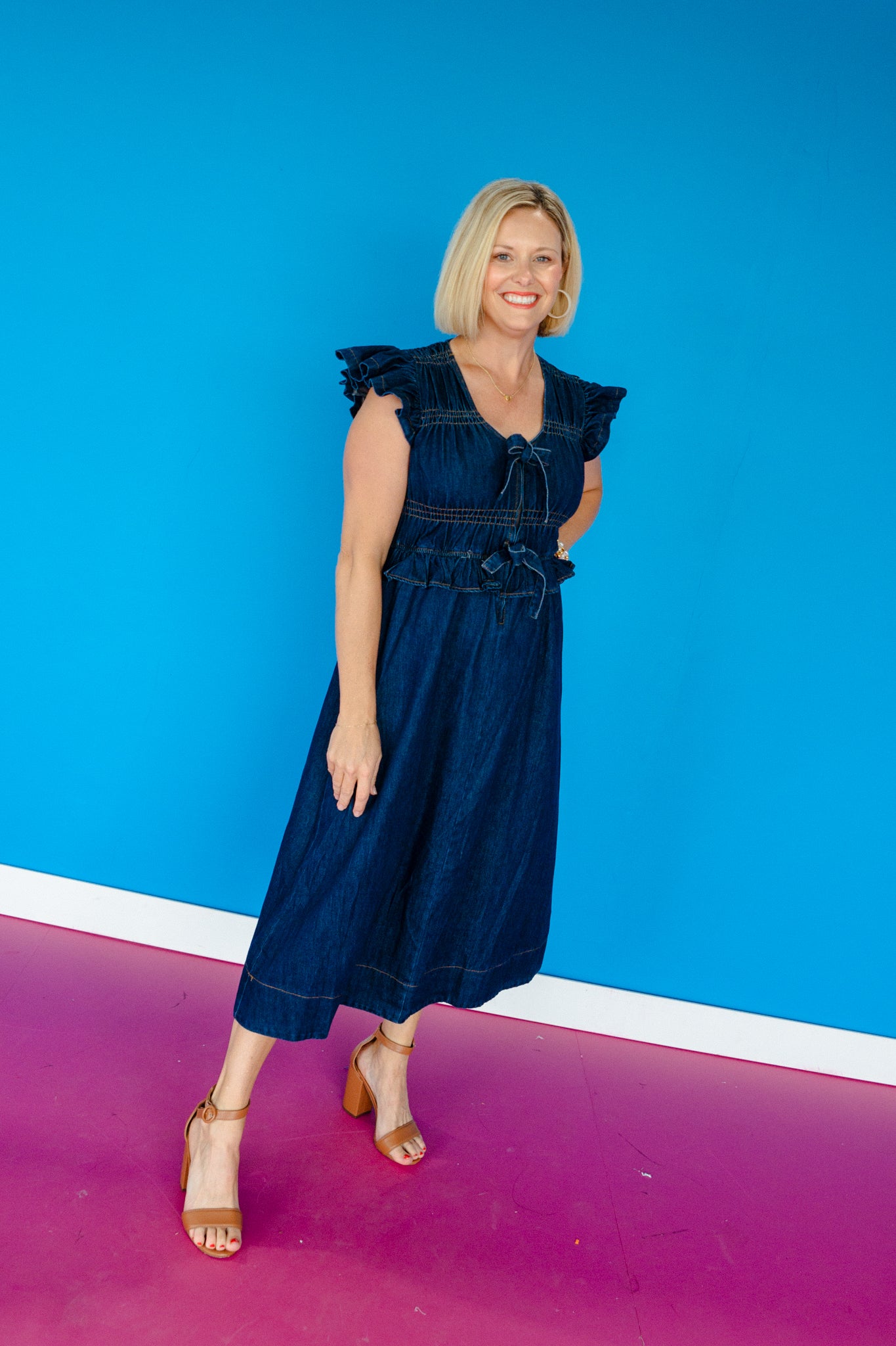 Alana Denim Midi Dress - Dark Denim