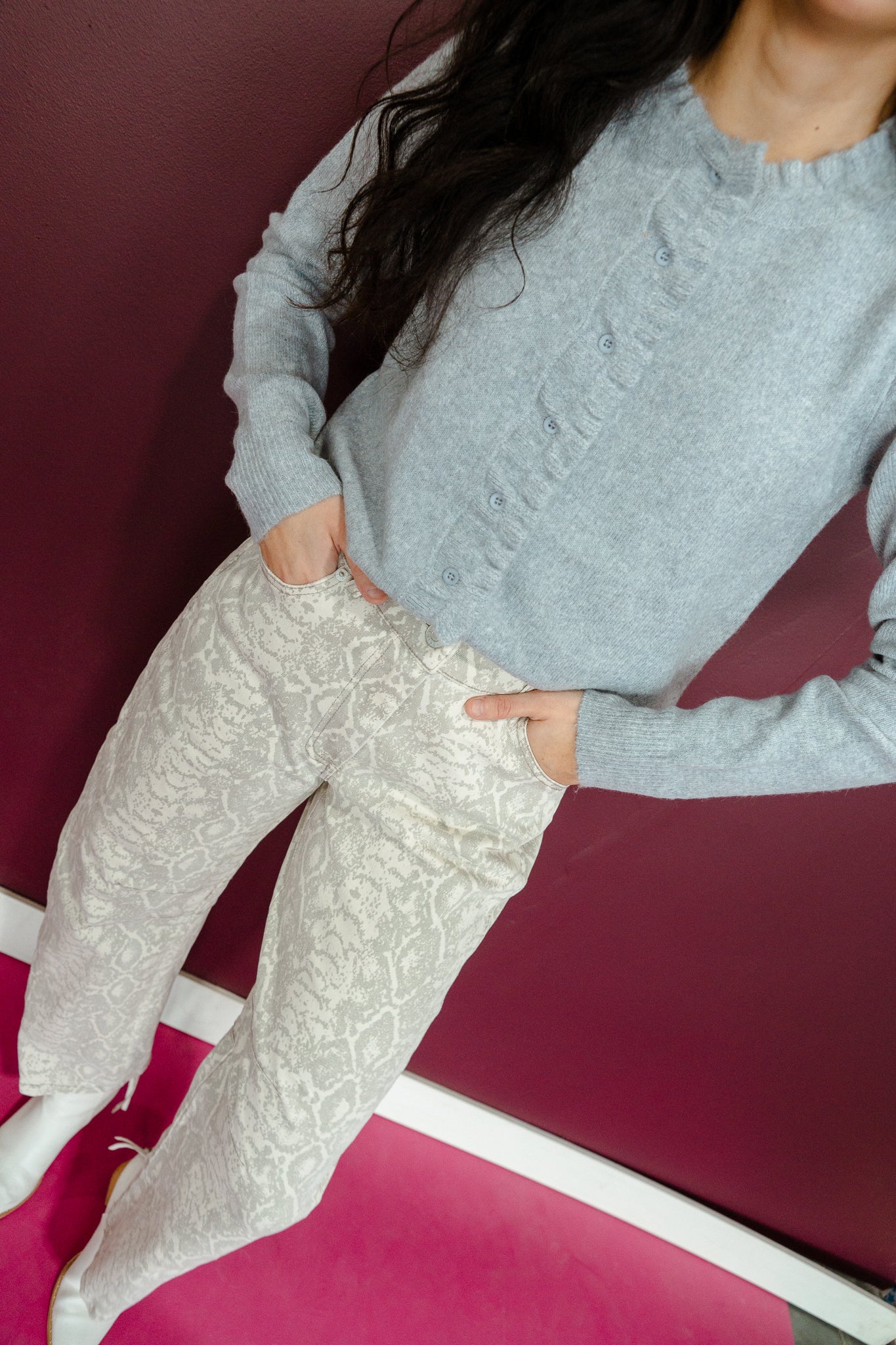 Toni Button Down Cardigan - Dove Grey