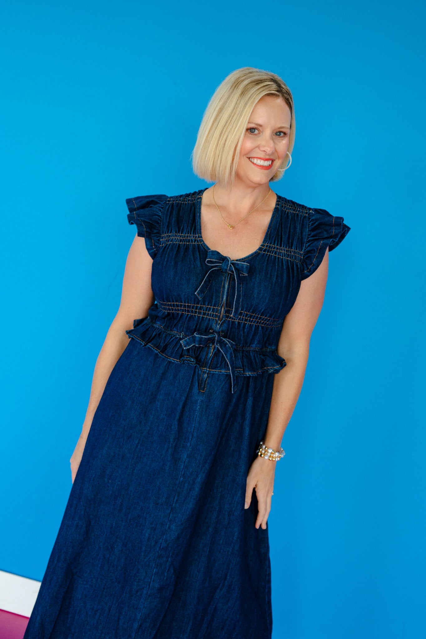 Alana Denim Midi Dress - Dark Denim