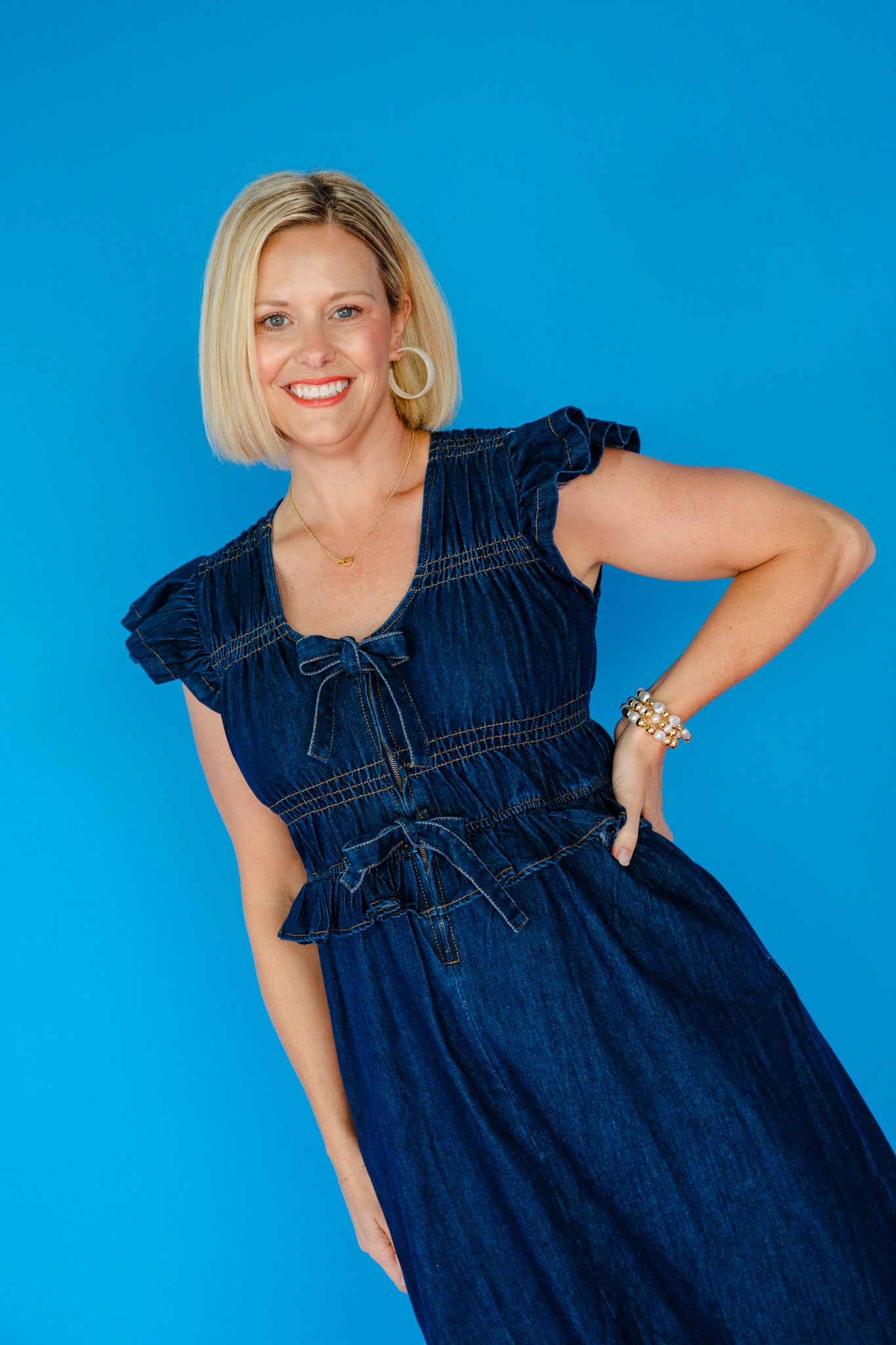 Alana Denim Midi Dress - Dark Denim